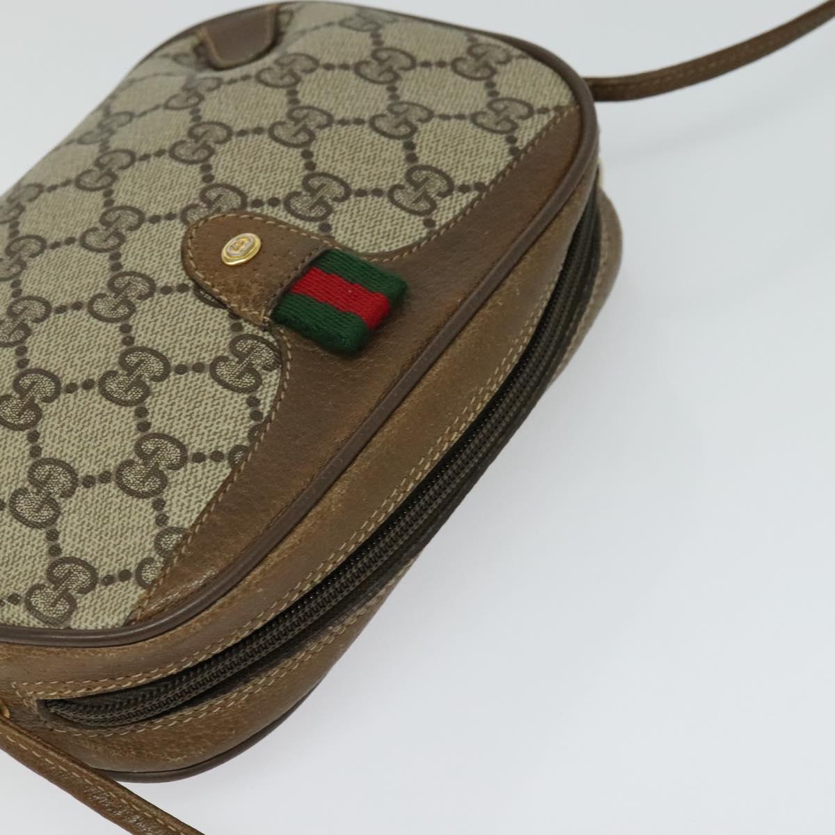 GUCCI GG Supreme Web Sherry Line Bag PVC Beige Gold 89 02 066 Auth 116754