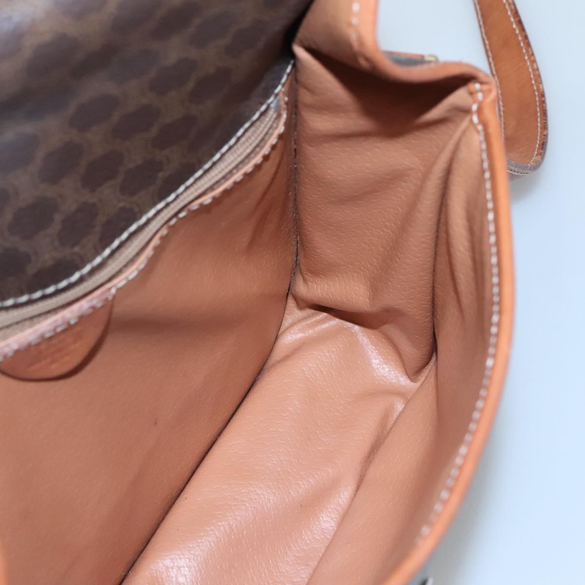 CELINE Macadam Canvas Shoulder Bag PVC Leather Brown Gold Auth 116805