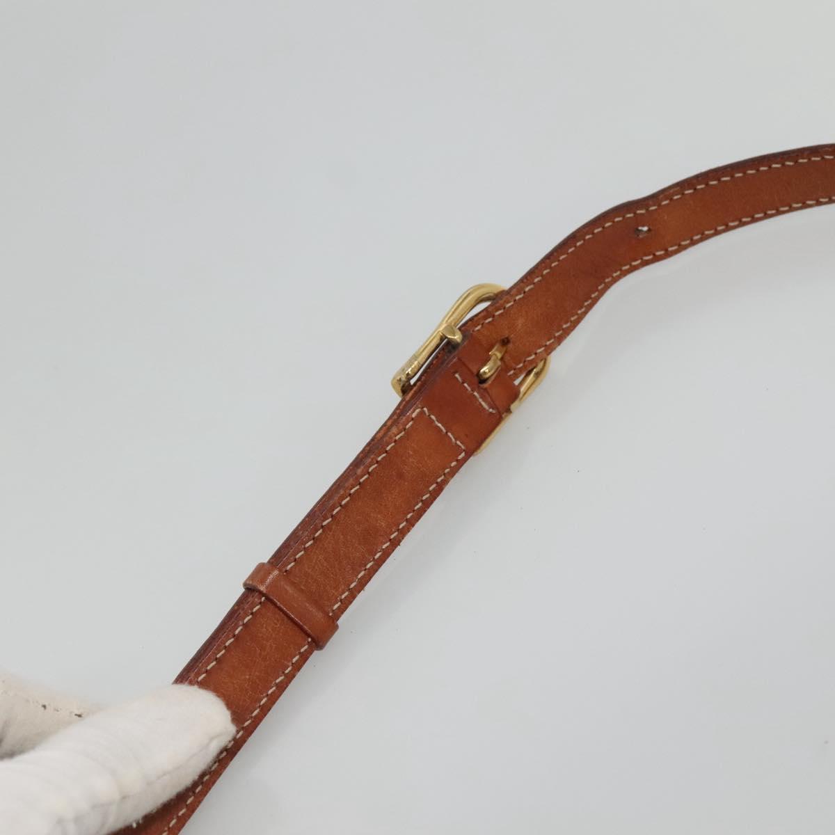 CELINE Macadam Canvas Shoulder Bag PVC Leather Brown Gold Auth 116805
