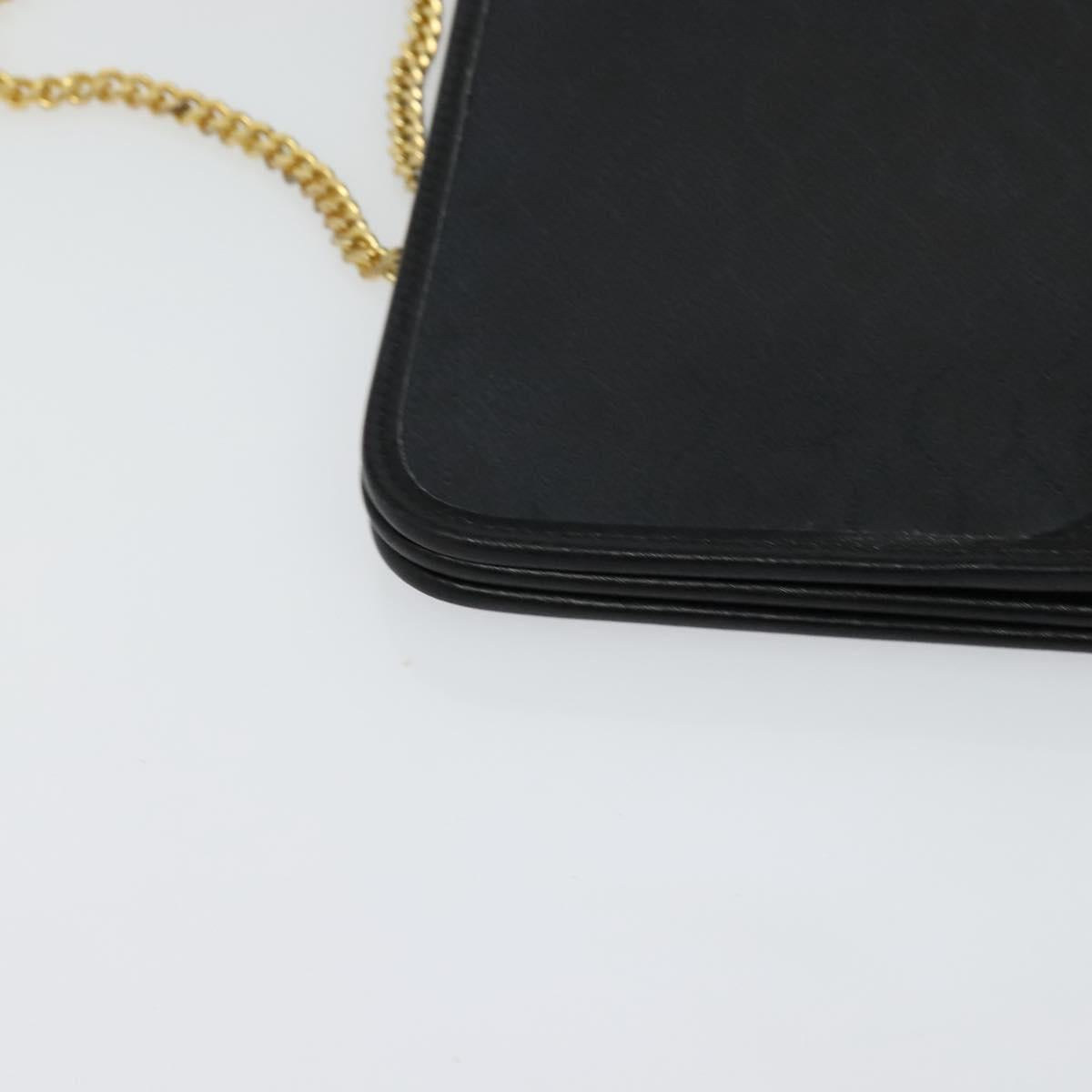 Christian Dior Honeycomb Canvas Chain Shoulder Bag Black Gold Auth 116807