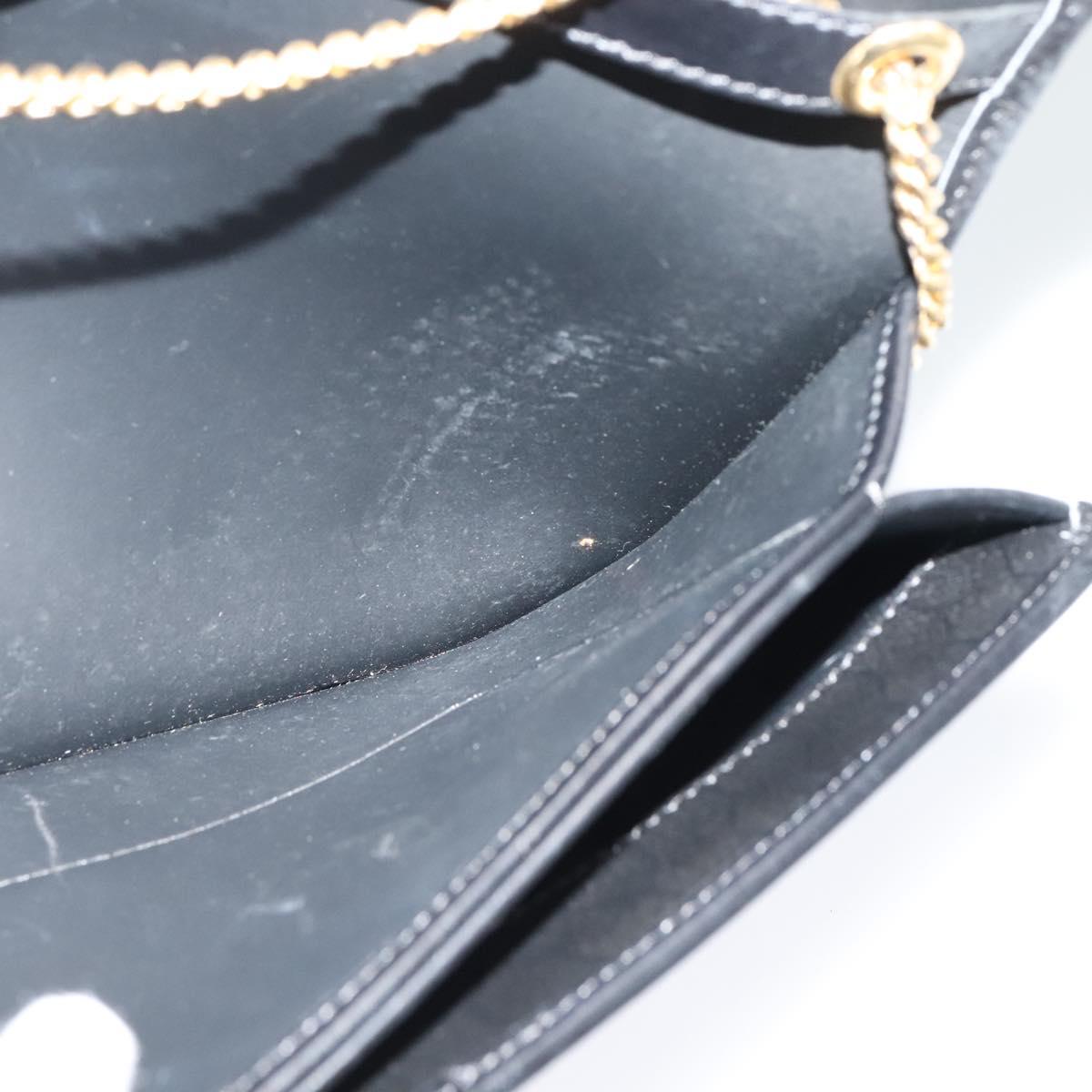Christian Dior Honeycomb Canvas Chain Shoulder Bag Black Gold Auth 116807