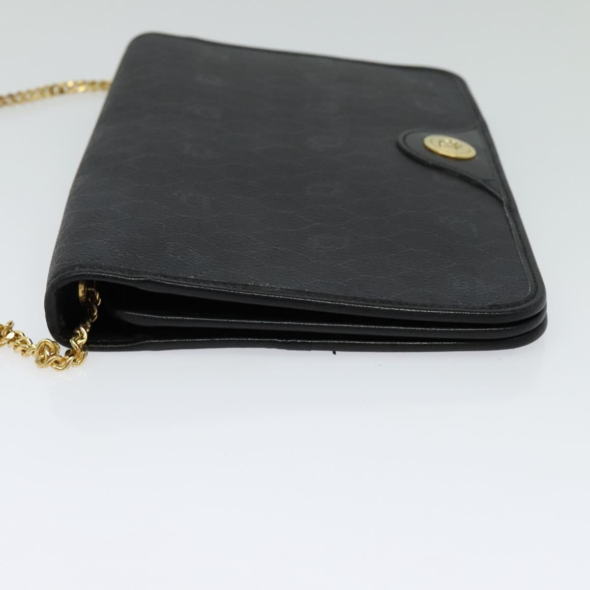 Christian Dior Honeycomb Canvas Chain Shoulder Bag Black Gold Auth 116807
