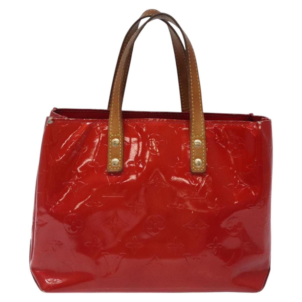 LOUIS VUITTON Monogram Vernis Reade PM Hand Bag Red Rouge M91088 LV Auth 116831