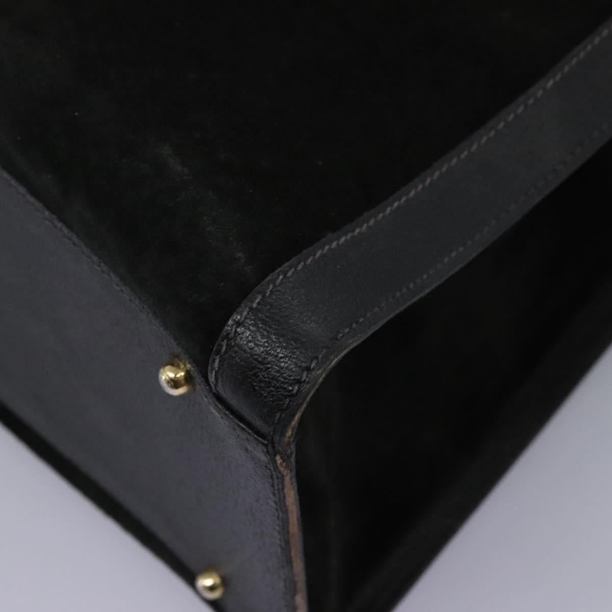 GUCCI Bamboo Hand Bag Suede Leather Black Gold 002 1095 0268 Auth 116847