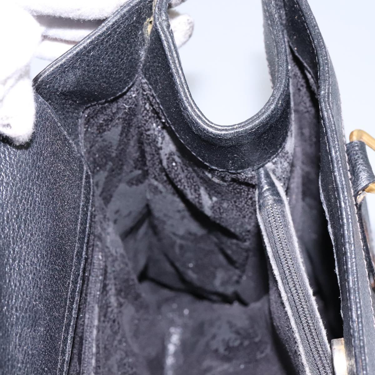 GUCCI Bamboo Hand Bag Suede Leather Black Gold 002 1095 0268 Auth 116847