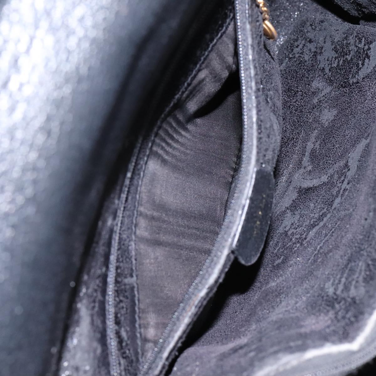 GUCCI Bamboo Hand Bag Suede Leather Black Gold 002 1095 0268 Auth 116847