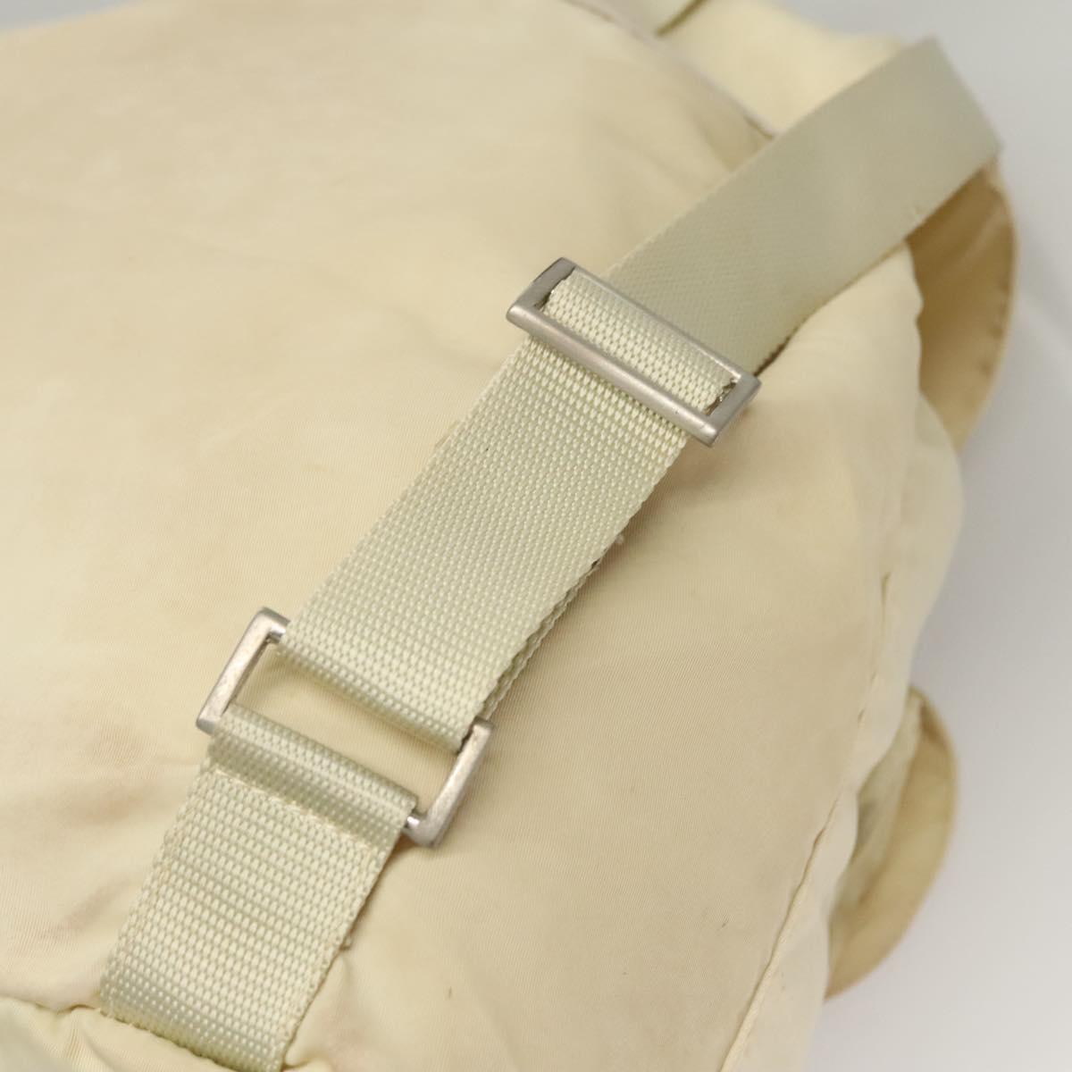 PRADA Backpack Nylon Cream Silver Auth 116860