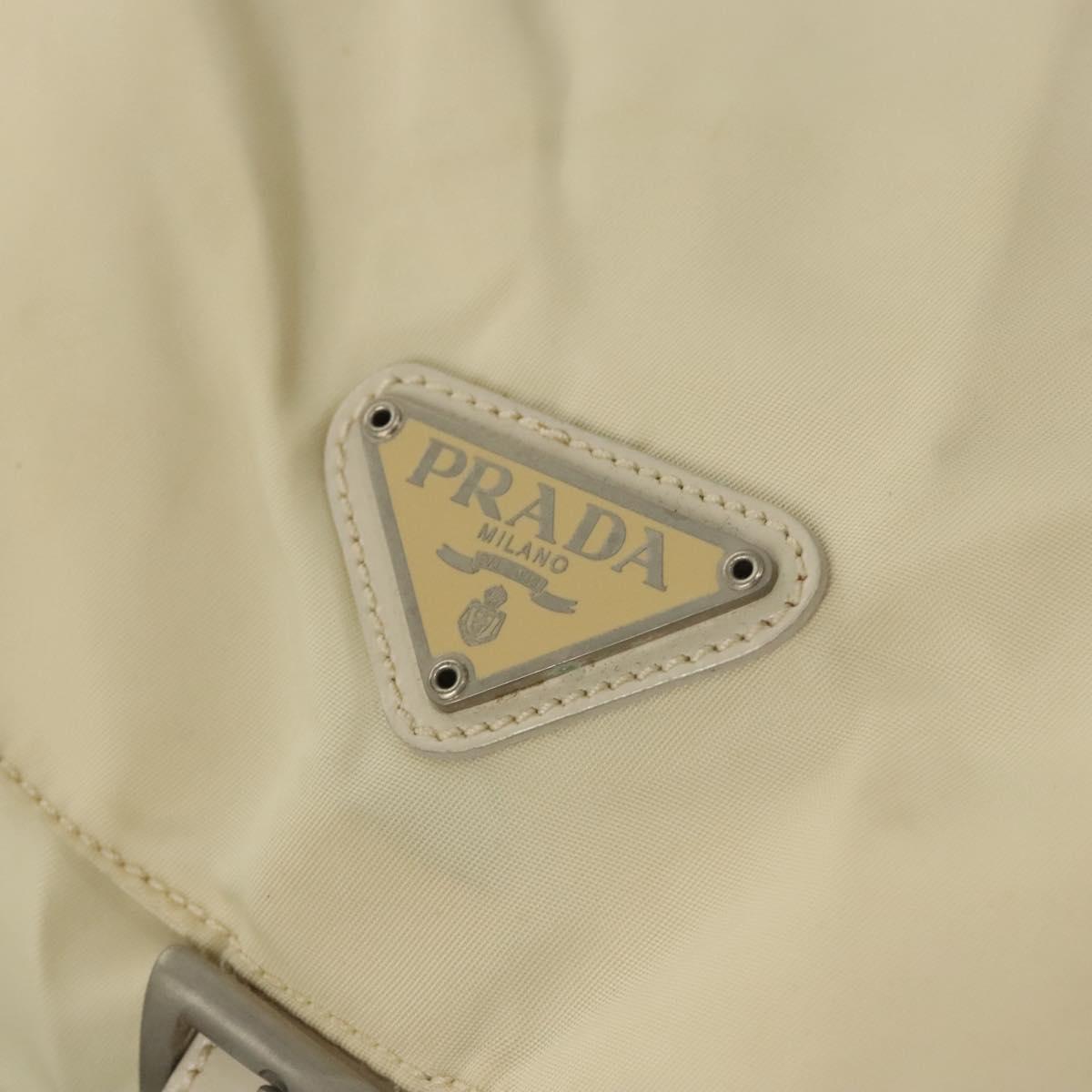 PRADA Backpack Nylon Cream Silver Auth 116860