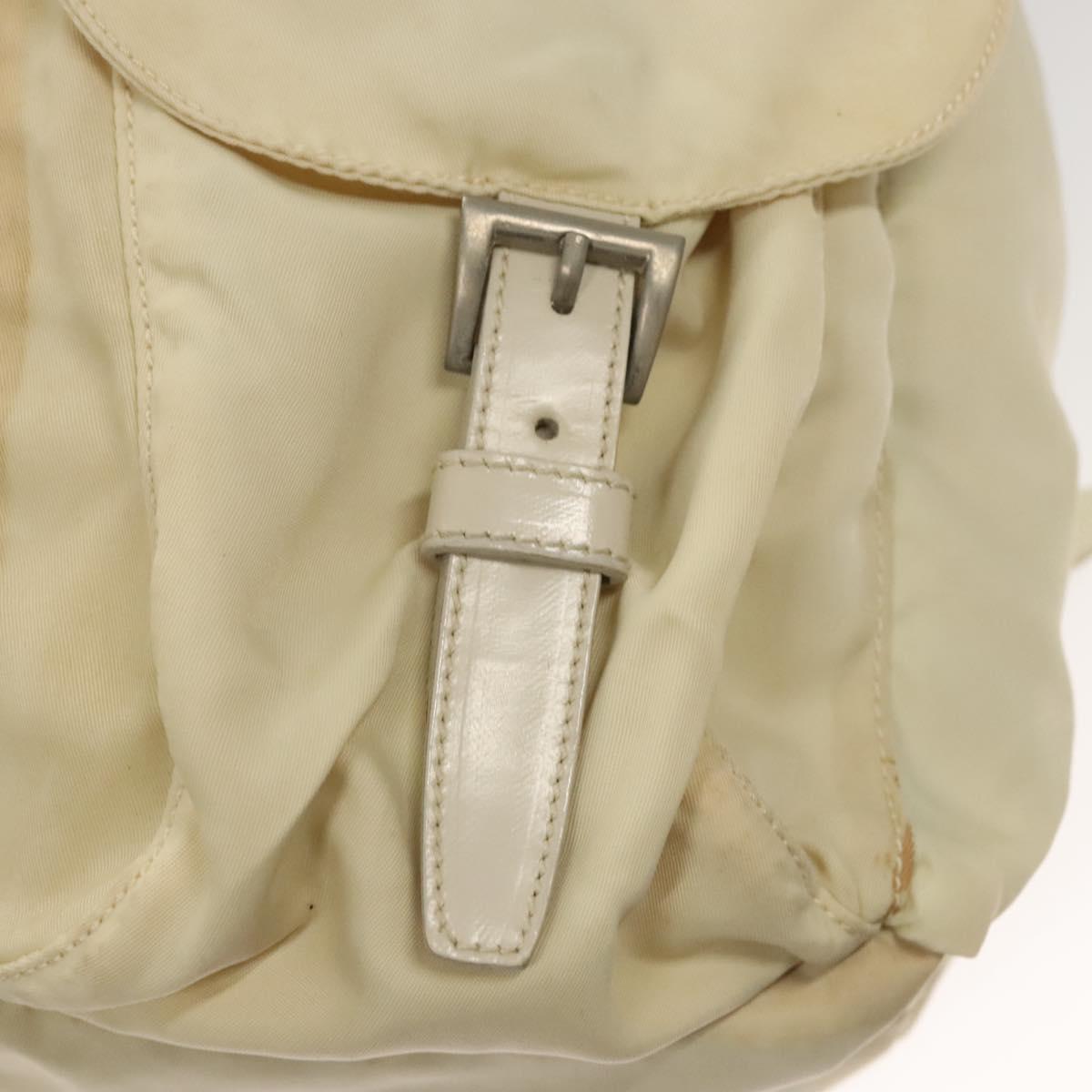 PRADA Backpack Nylon Cream Silver Auth 116860