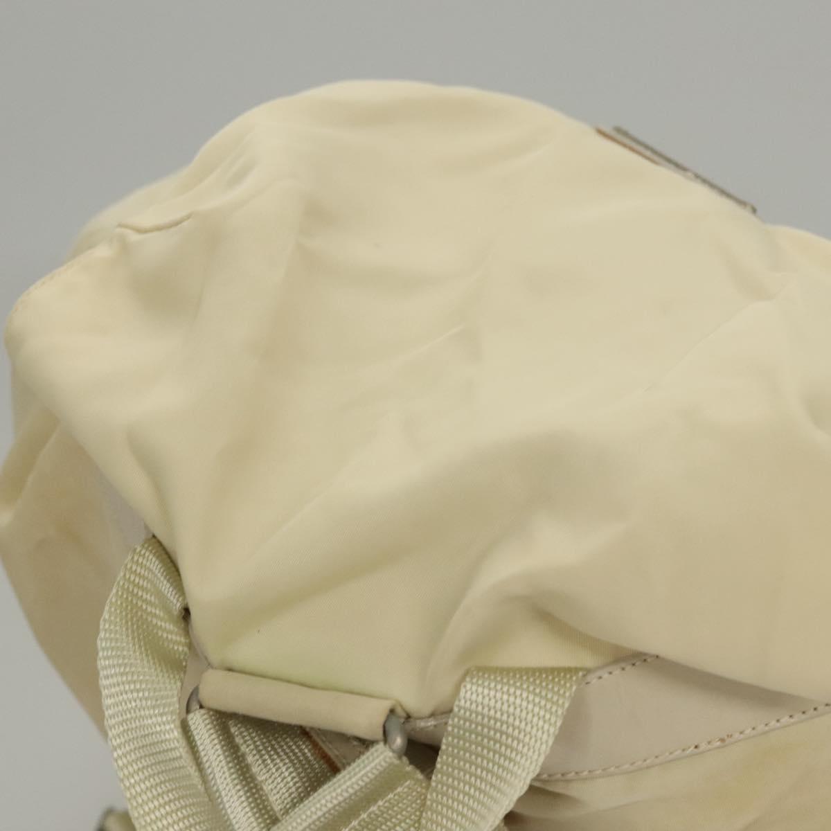 PRADA Backpack Nylon Cream Silver Auth 116860
