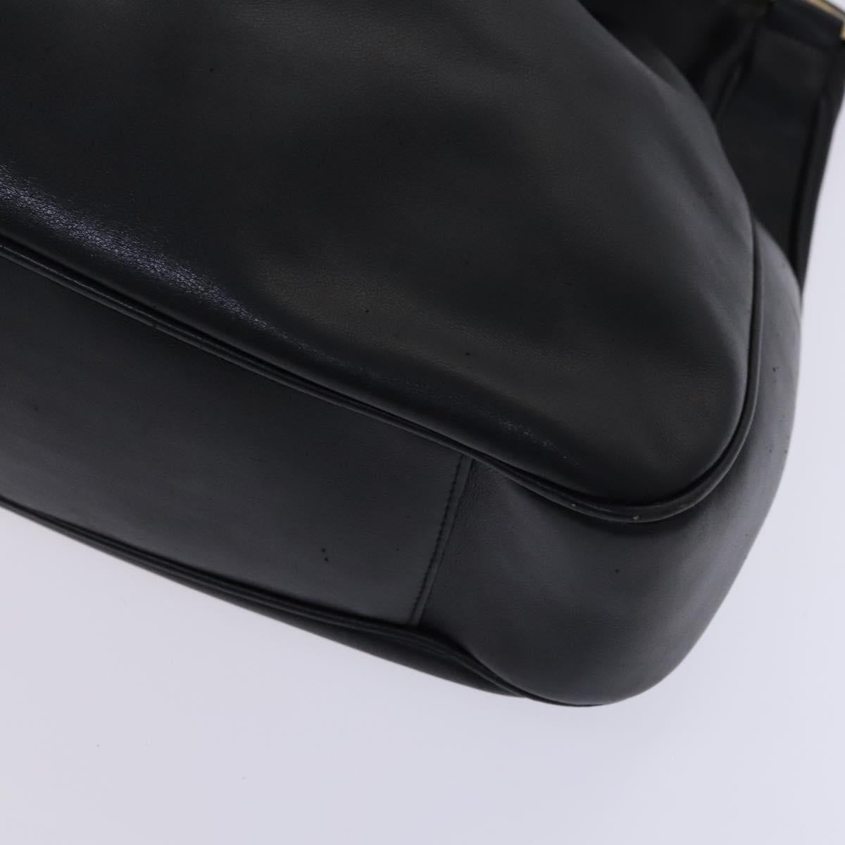 GUCCI Bamboo Shoulder Bag Leather 2way Black Gold 001 1781 1577 Auth 116886