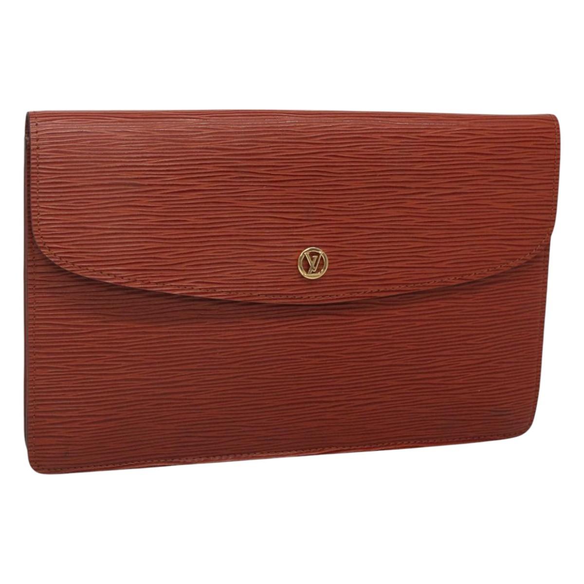 LOUIS VUITTON Epi Montaigne 27 Clutch Bag Brown LV Auth 116953
