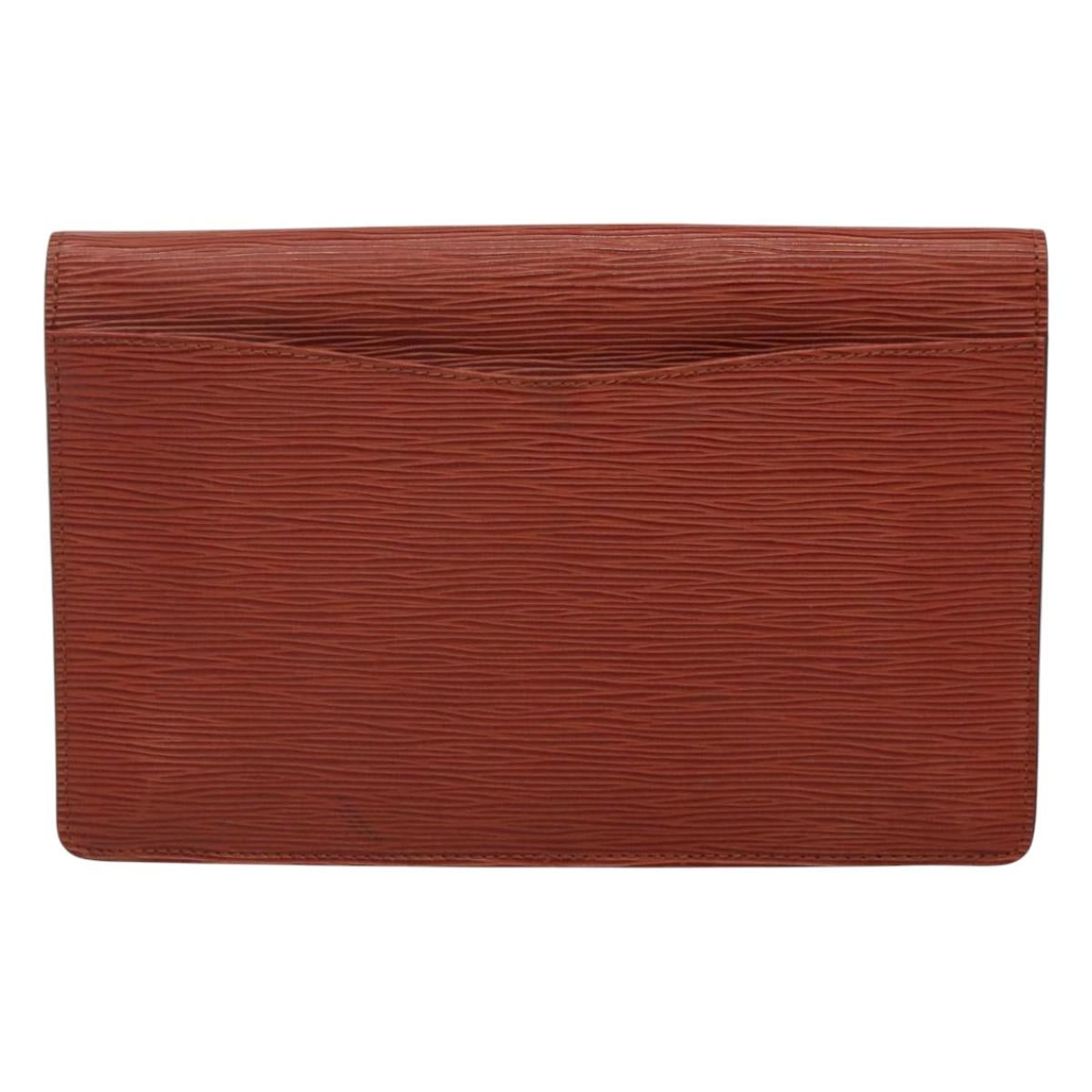 LOUIS VUITTON Epi Montaigne 27 Clutch Bag Brown LV Auth 116953