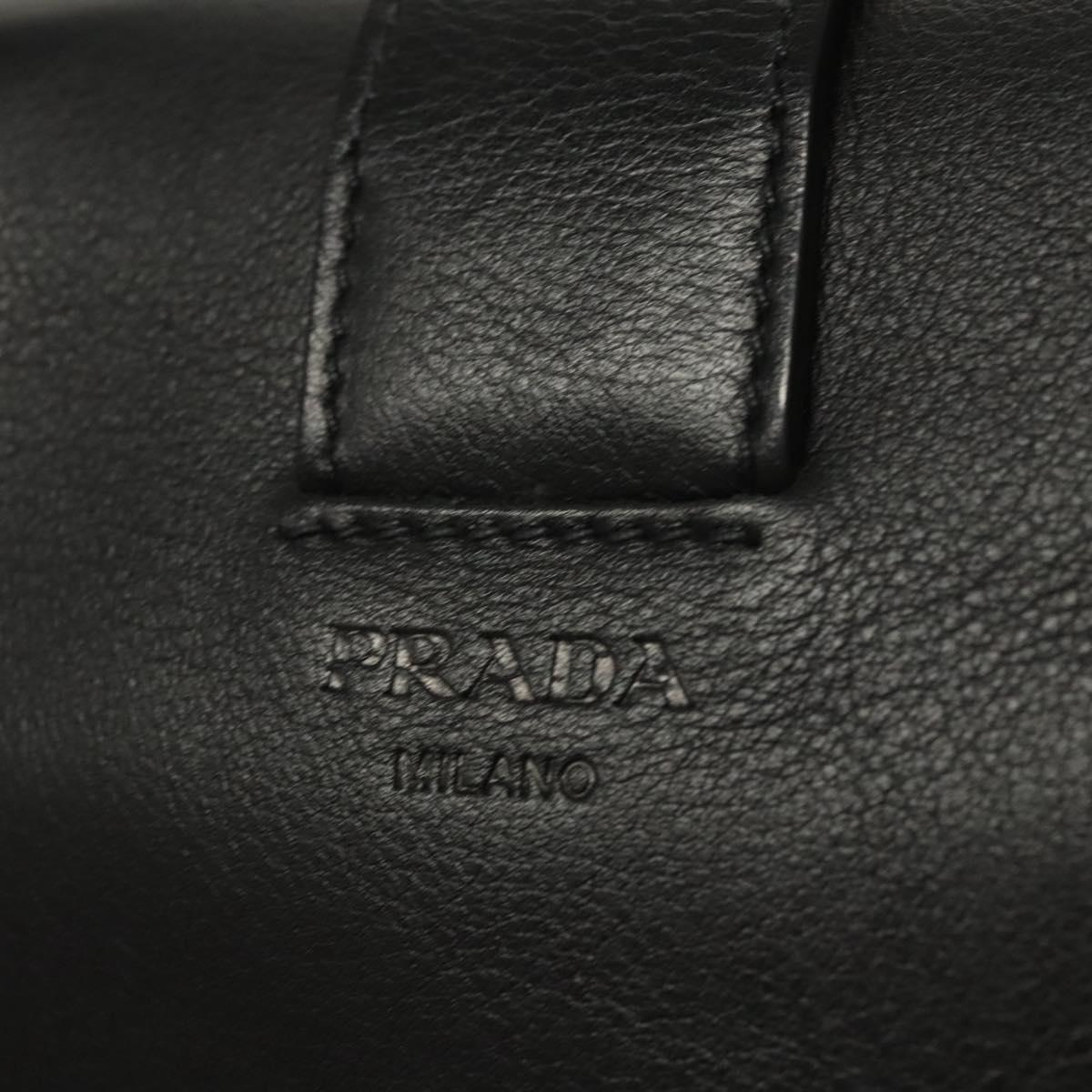 PRADA Shoulder Bag Leather Black White Auth 117019V