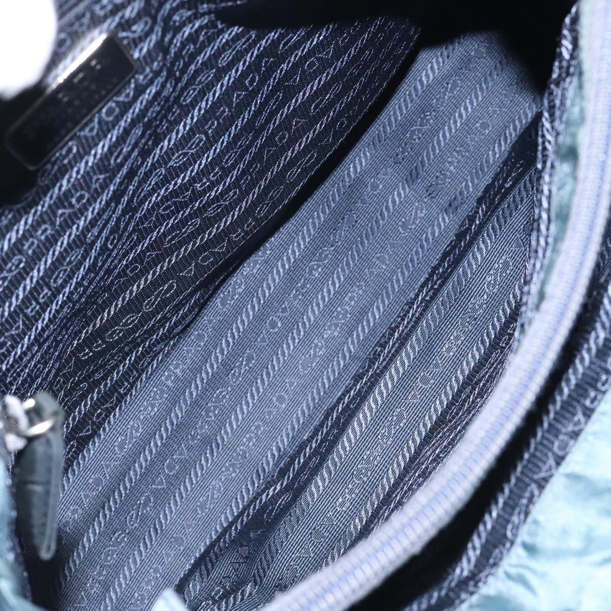 PRADA Hand Bag Nylon Blue Silver Auth 117028