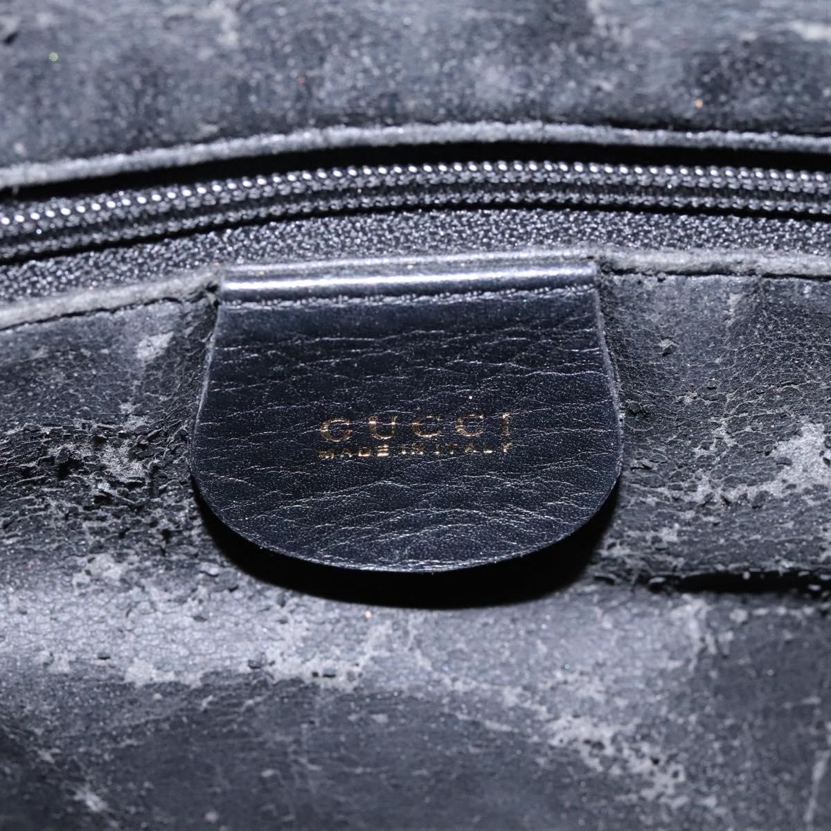 GUCCI Bamboo Hand Bag Leather 2way Black Gold 001 1781 1577 0 Auth 117029