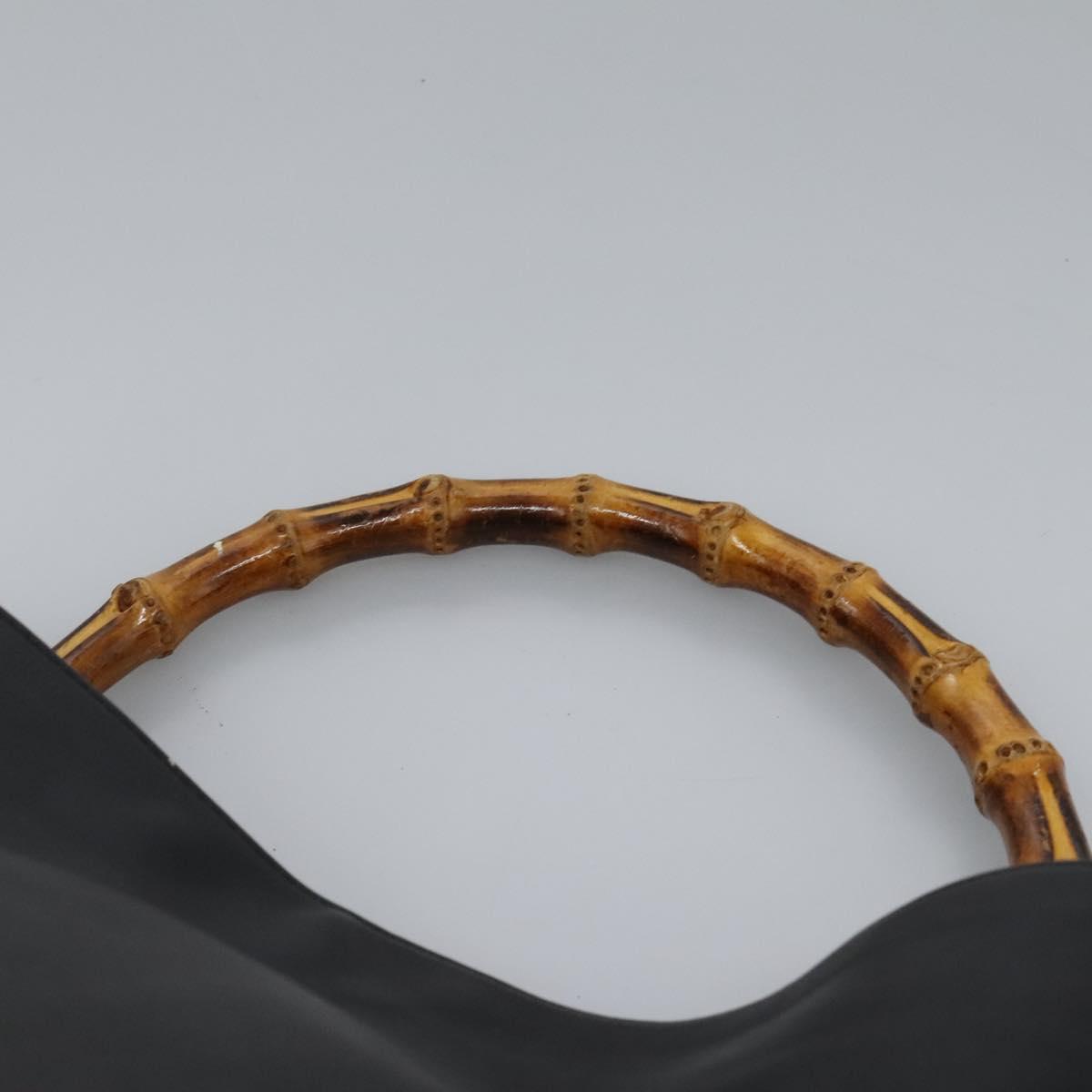 GUCCI Bamboo Hand Bag Leather 2way Black Gold 001 1781 1577 0 Auth 117029