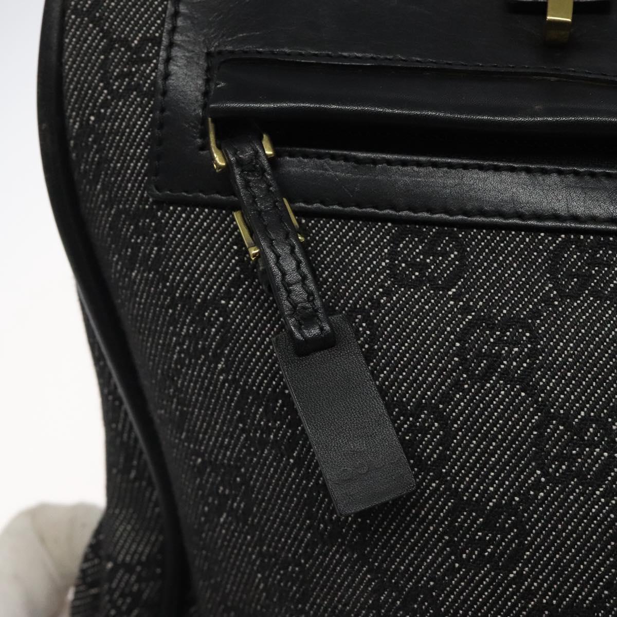 GUCCI GG Canvas Shoulder Bag Black Gold 92730 Auth 117062