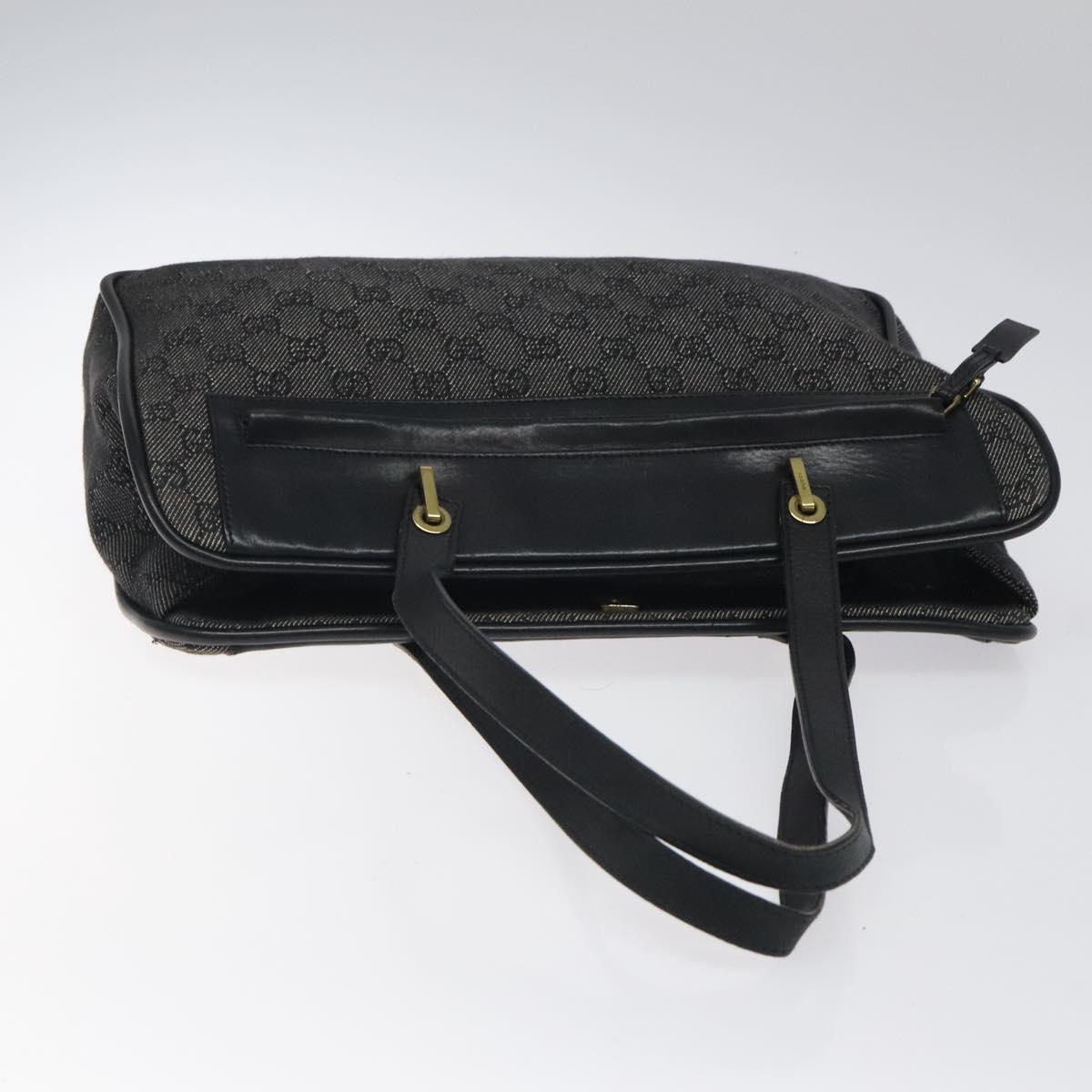 GUCCI GG Canvas Shoulder Bag Black Gold 92730 Auth 117062