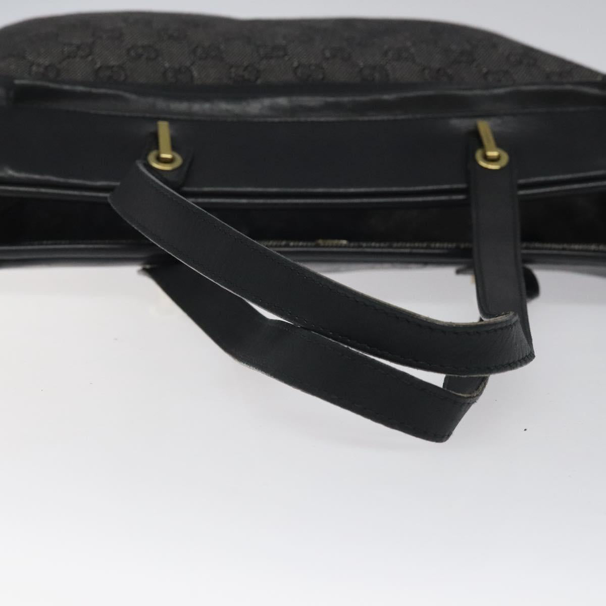GUCCI GG Canvas Shoulder Bag Black Gold 92730 Auth 117062