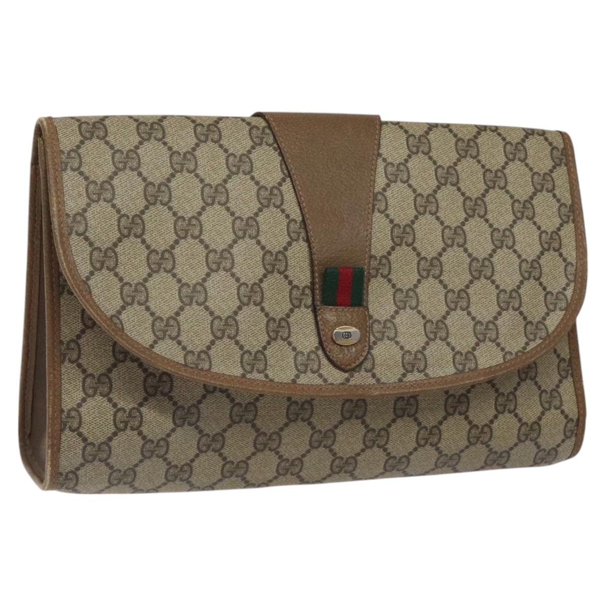 GUCCI GG Supreme Web Sherry Line Bag PVC Beige Green Red 89 01 031 Auth 117063