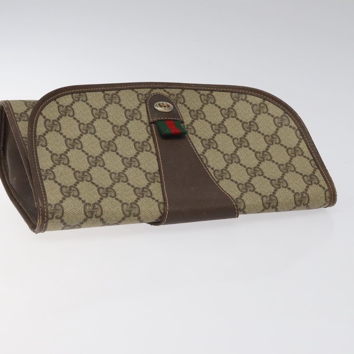 GUCCI GG Supreme Web Sherry Line Bag PVC Beige Green Red 156 01 030 Auth 117104