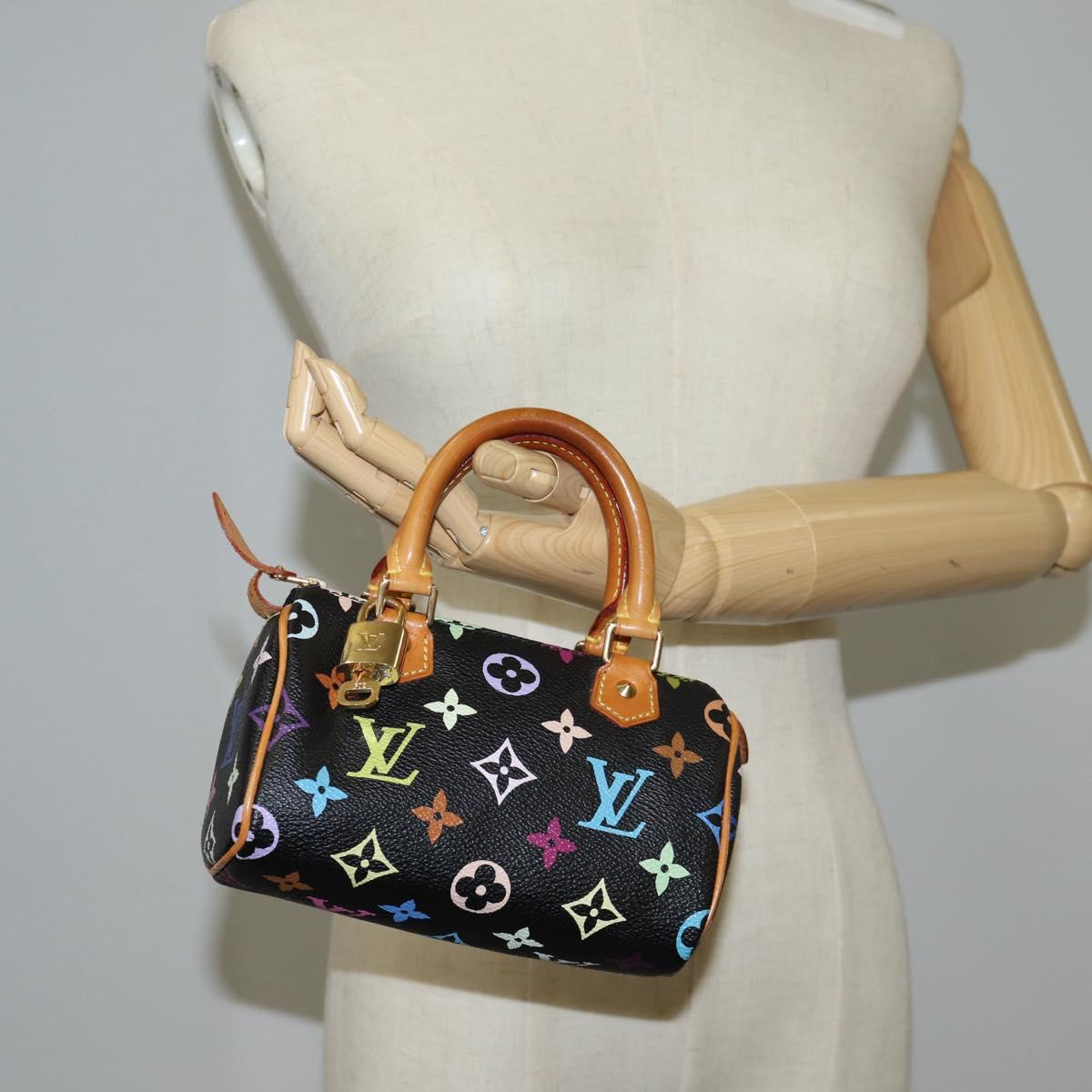 LOUIS VUITTON Monogram Multicolor Mini Speedy Bag Black M92644 LV Auth 117106AM