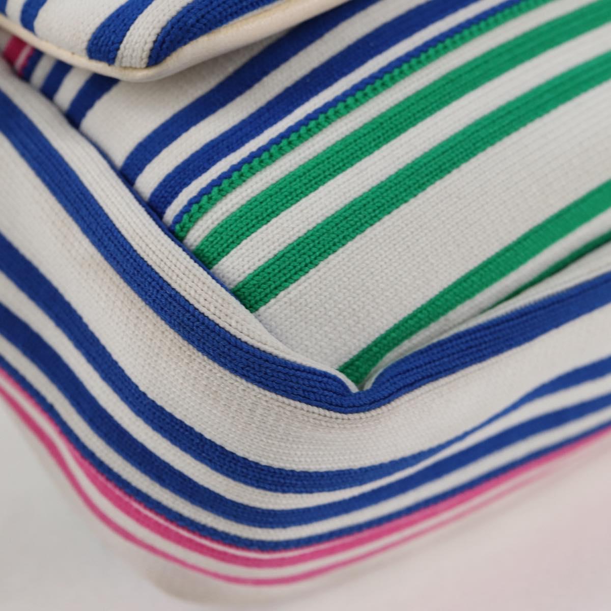 CHANEL Chain Shoulder Bag Canvas White Multicolor CC Auth 117109AM