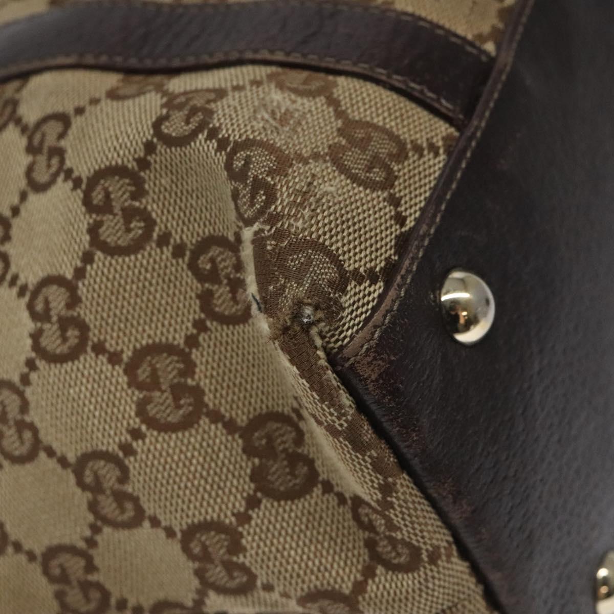 GUCCI GG Canvas Tote Bag Beige Gold 141470 Auth 117117