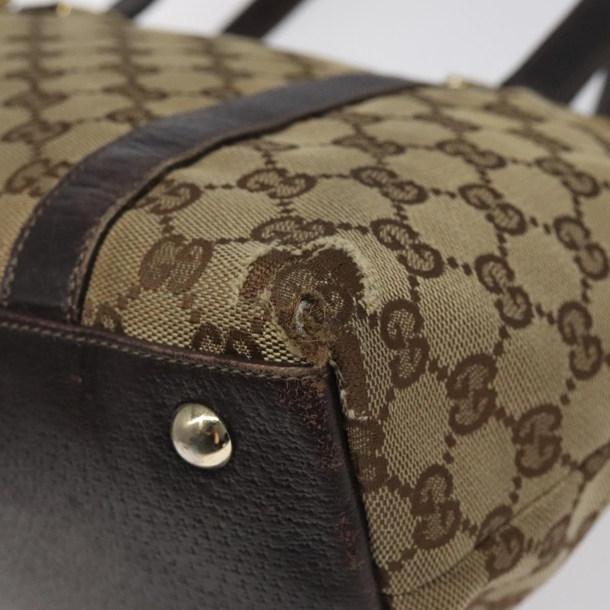 GUCCI GG Canvas Tote Bag Beige Gold 141470 Auth 117117
