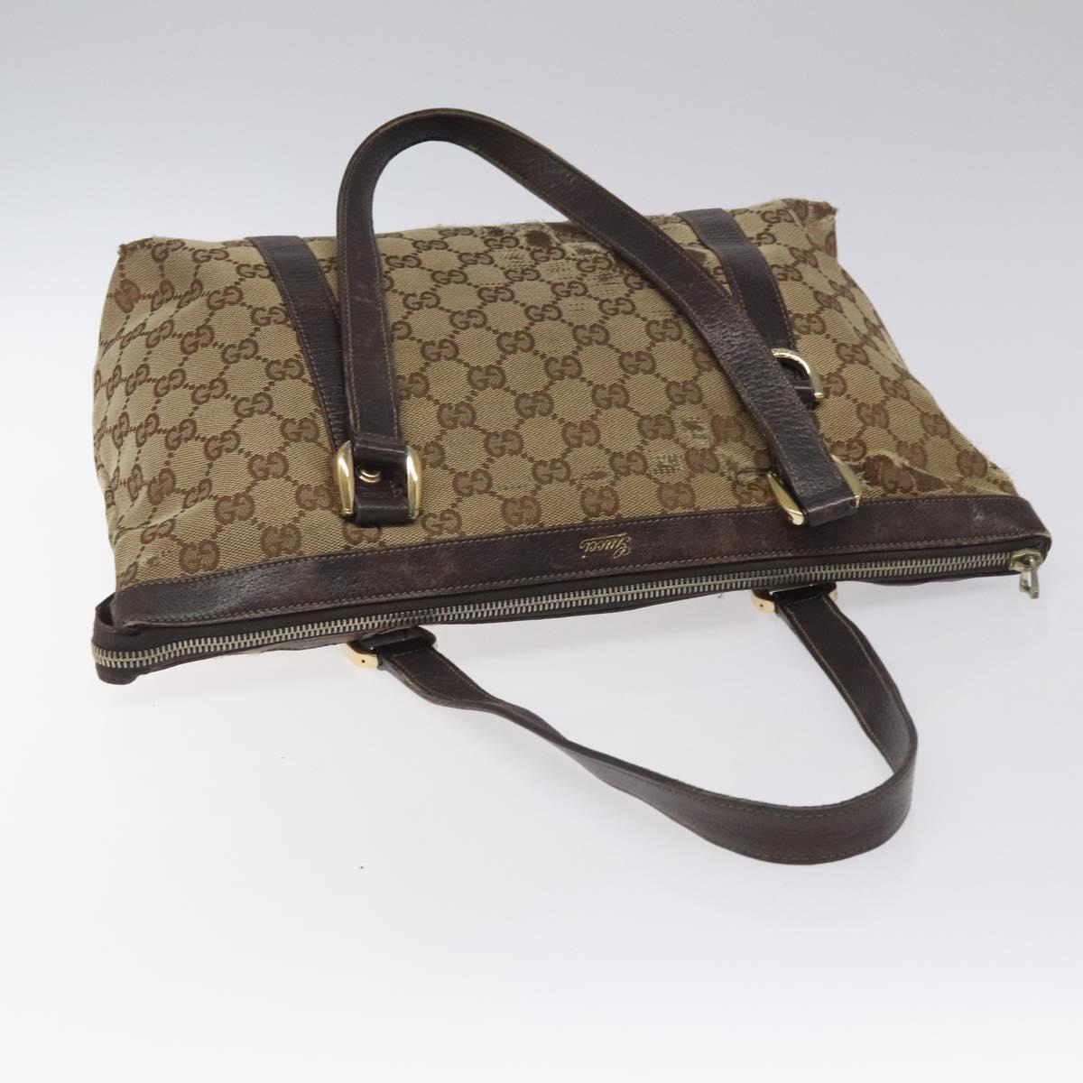 GUCCI GG Canvas Tote Bag Beige Gold 141470 Auth 117117