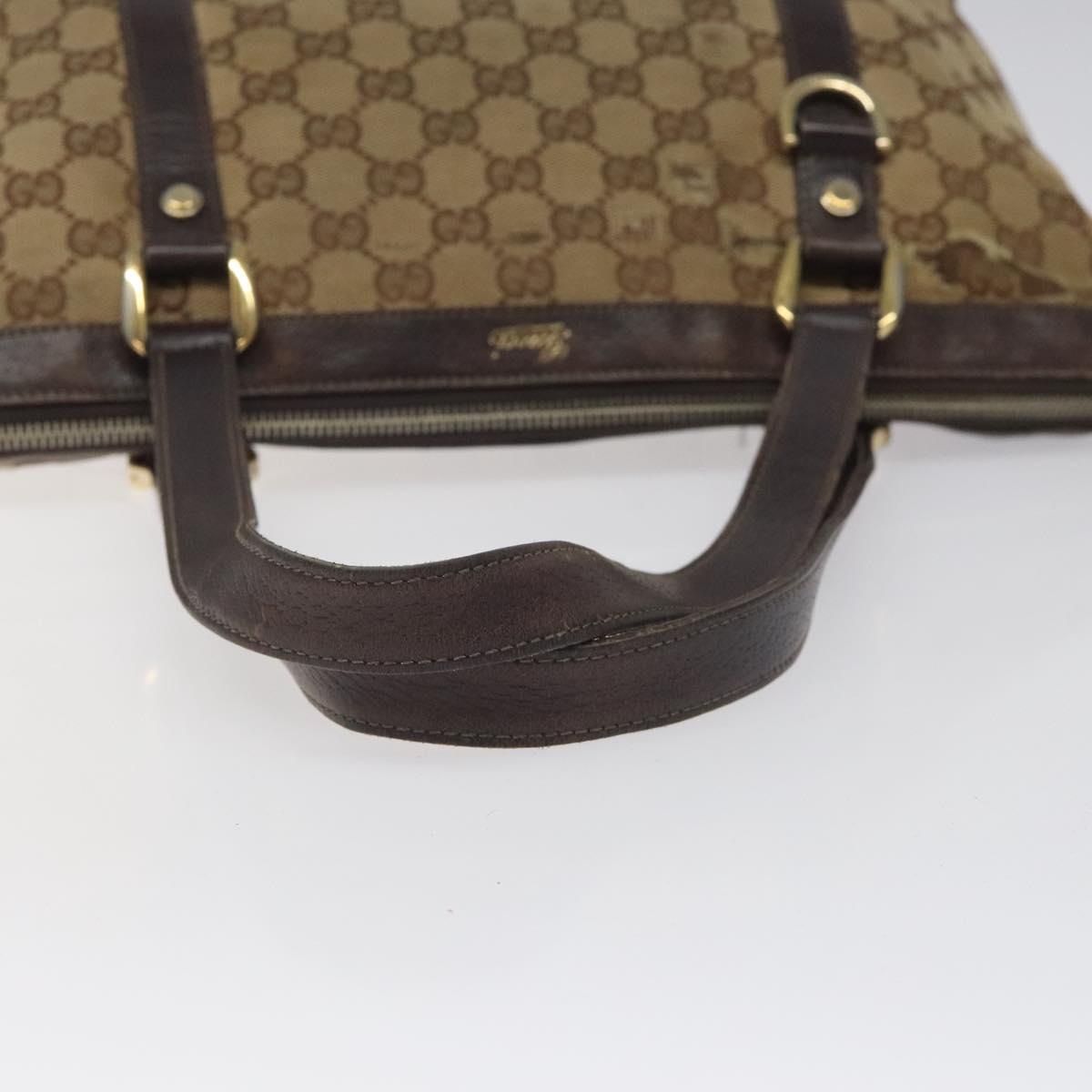 GUCCI GG Canvas Tote Bag Beige Gold 141470 Auth 117117