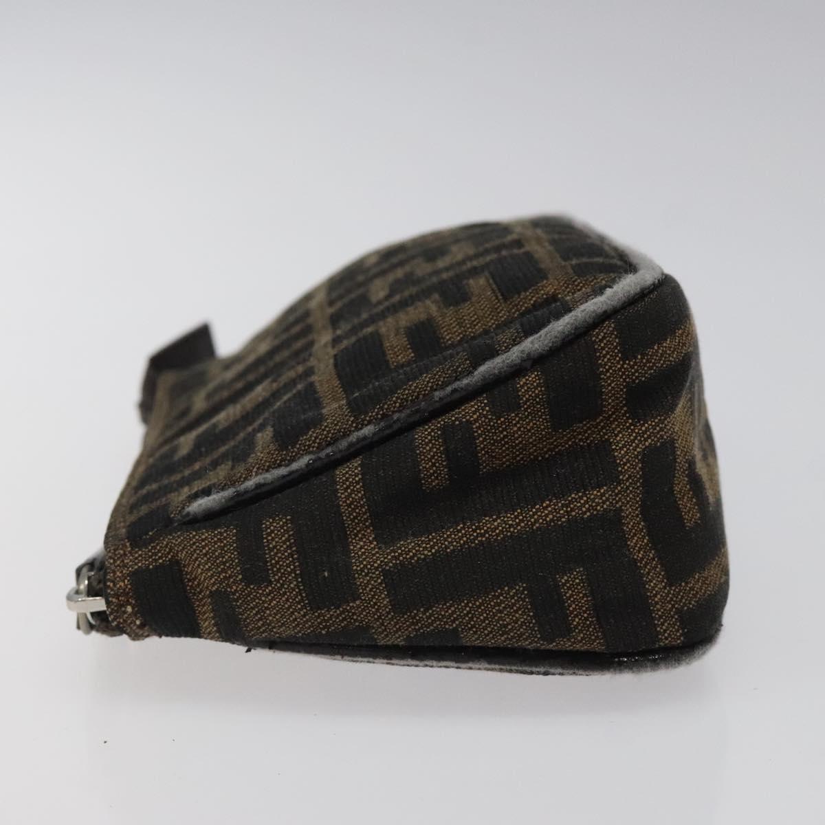 FENDI Zucca Canvas Pouch Black Brown Auth 117119