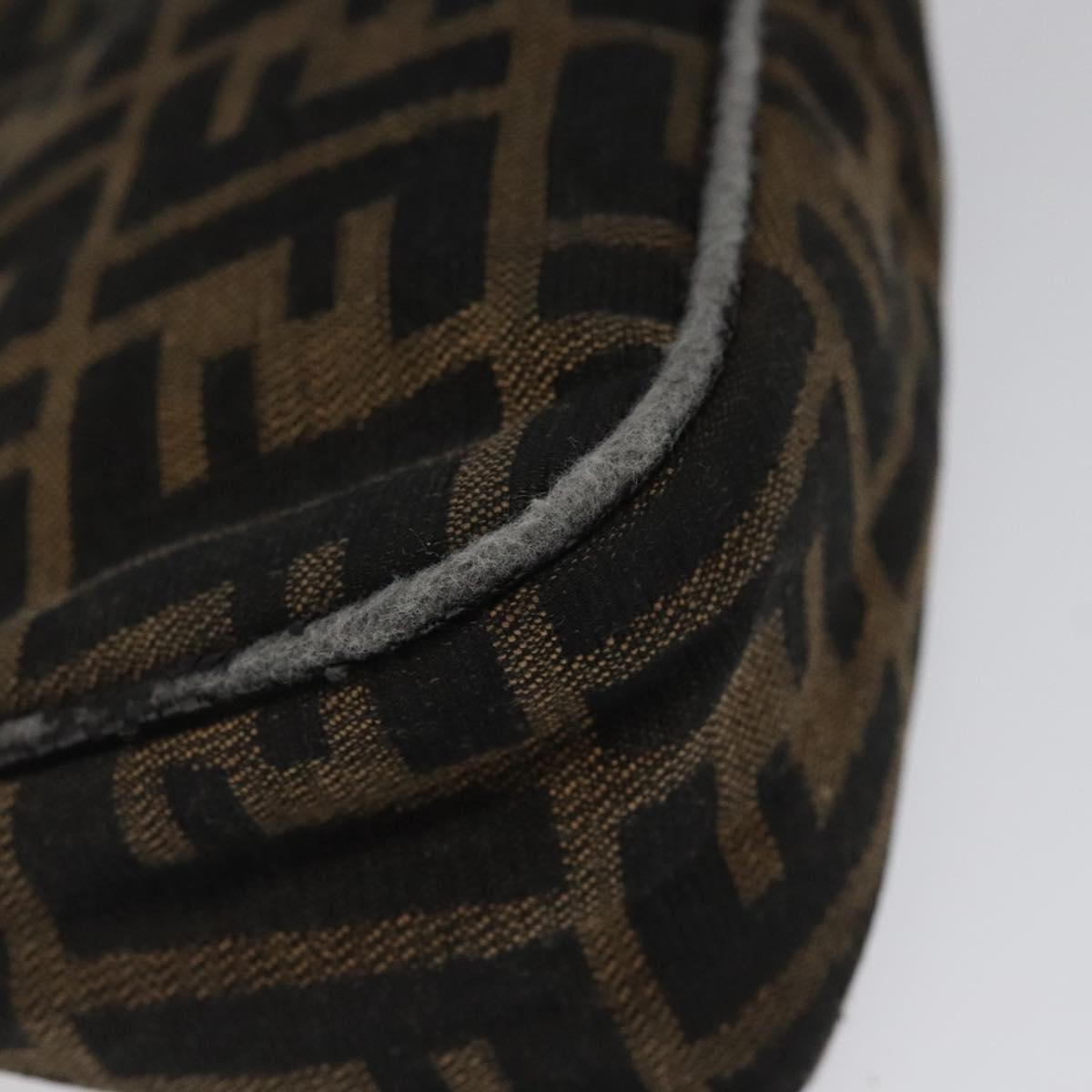 FENDI Zucca Canvas Pouch Black Brown Auth 117119