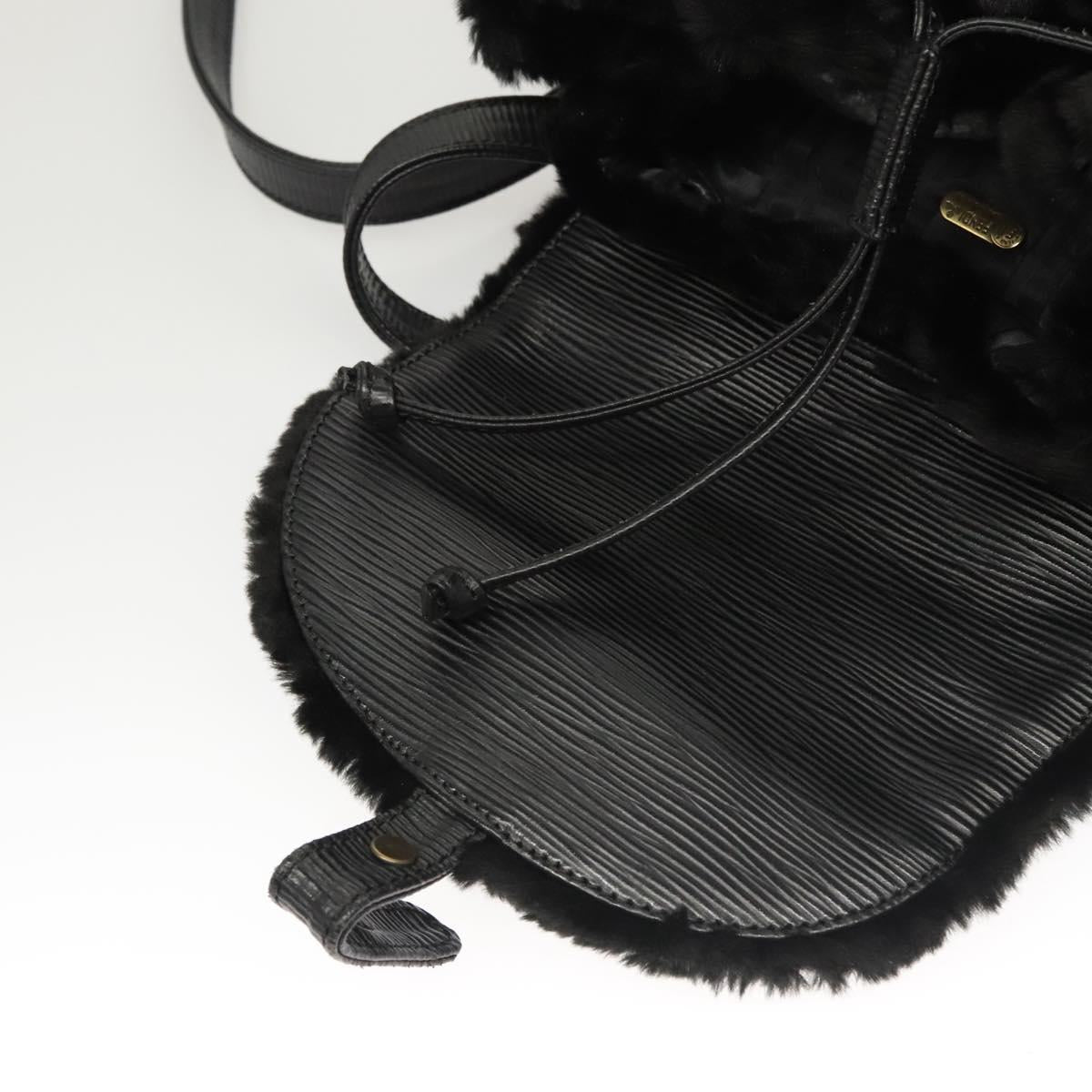 FENDI Backpack Leather Black Auth 117165