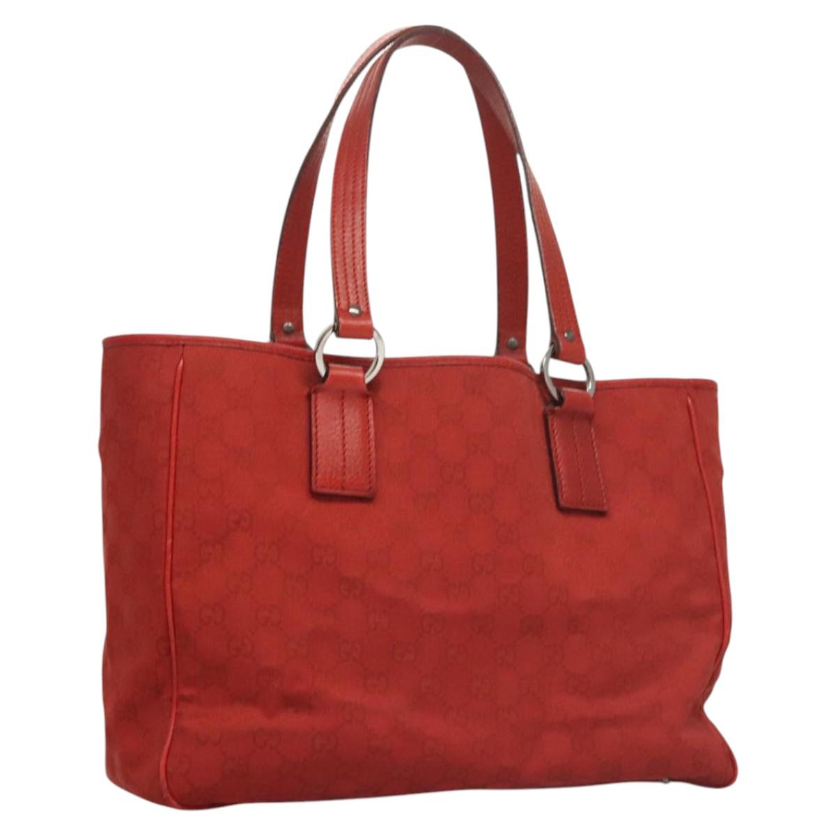 GUCCI GG Canvas Shoulder Bag Red 113017 Auth 117199