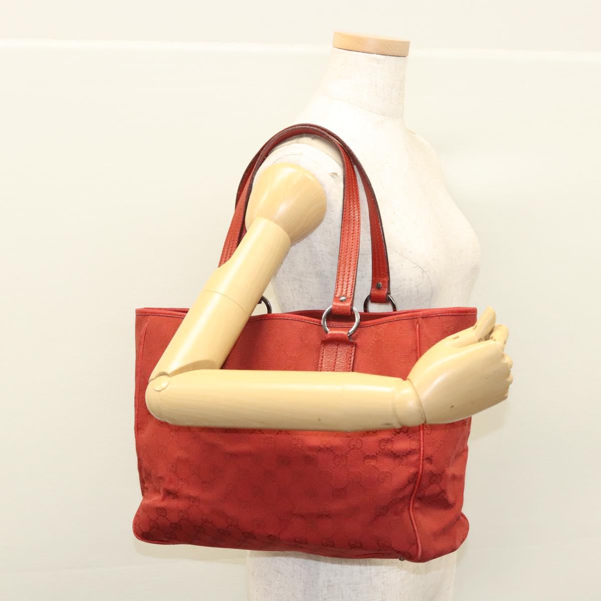 GUCCI GG Canvas Shoulder Bag Red 113017 Auth 117199