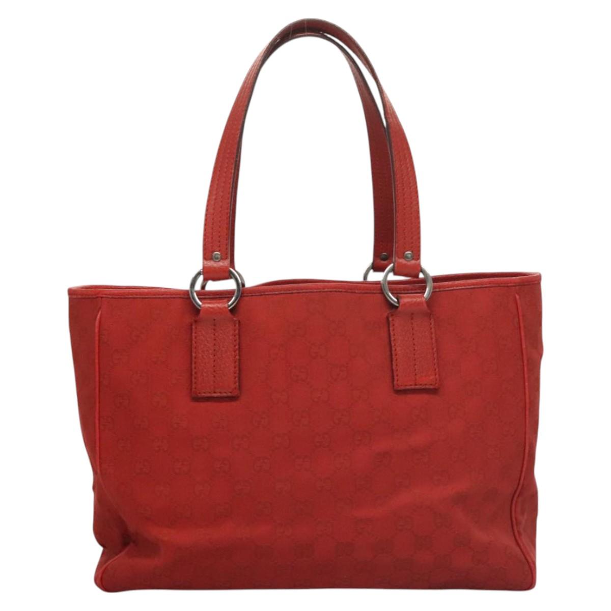 GUCCI GG Canvas Shoulder Bag Red 113017 Auth 117199