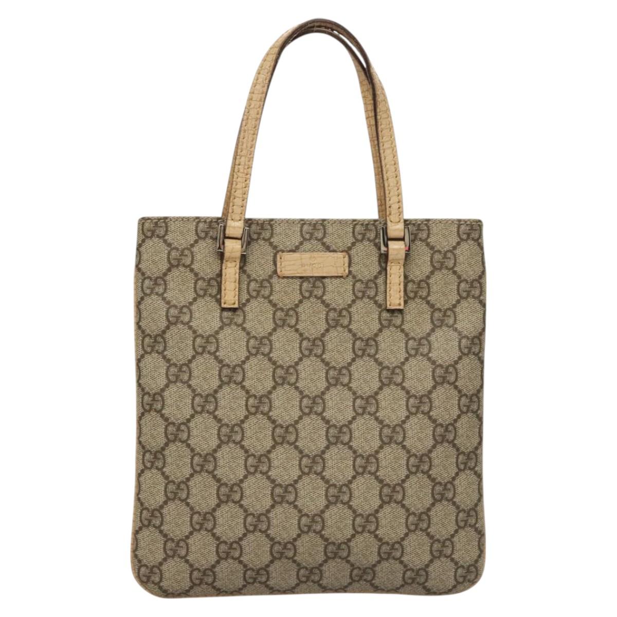 GUCCI GG Supreme Hand Bag PVC Leather Beige 114600 Auth 117203