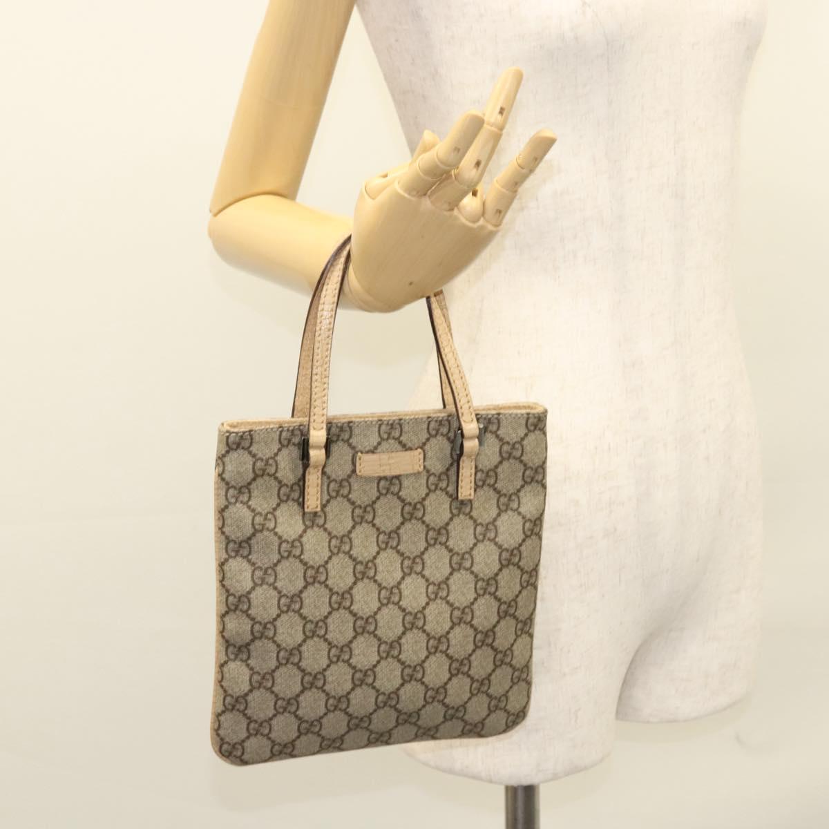 GUCCI GG Supreme Hand Bag PVC Leather Beige 114600 Auth 117203