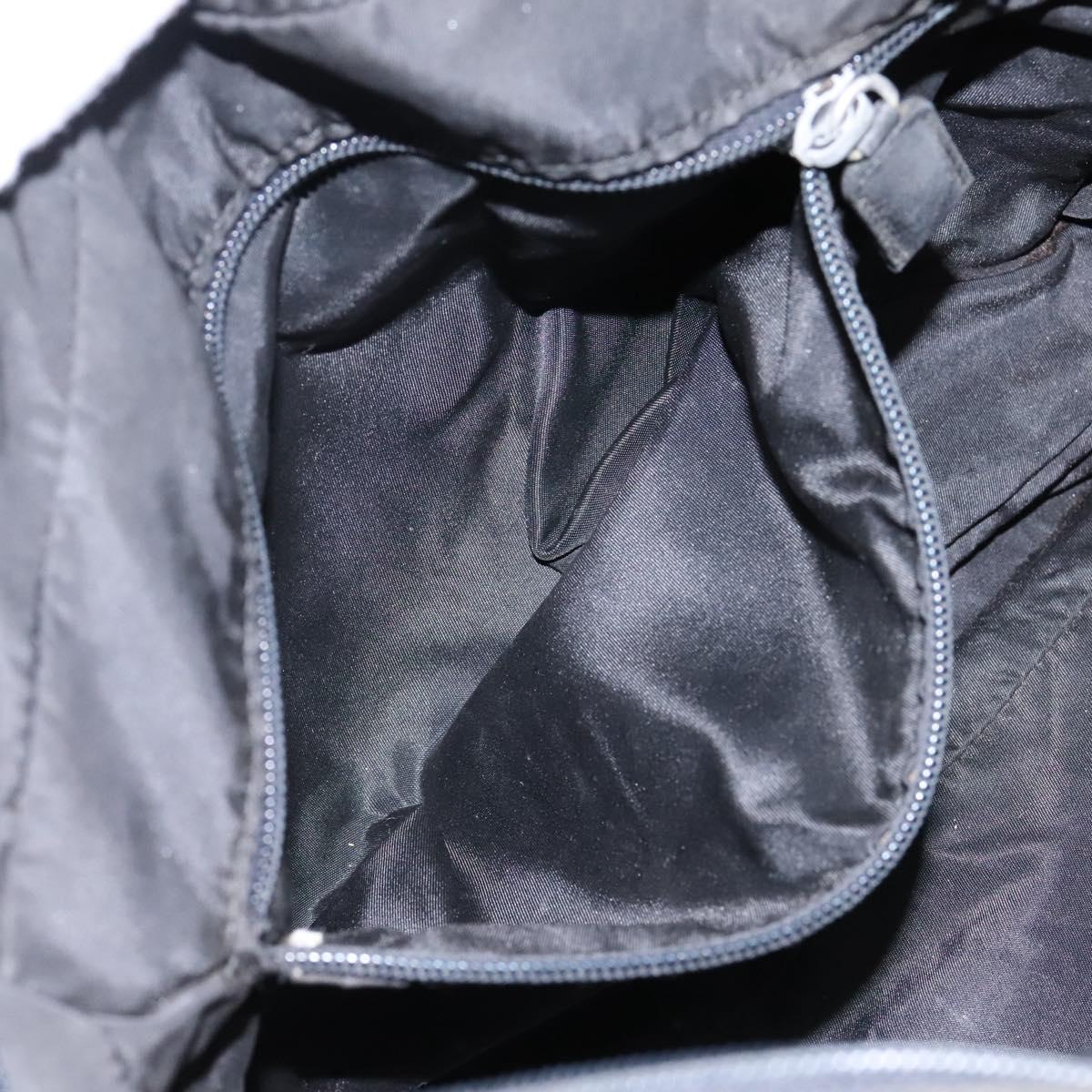 PRADA Hand Bag Nylon 2way Black Silver Auth 117219