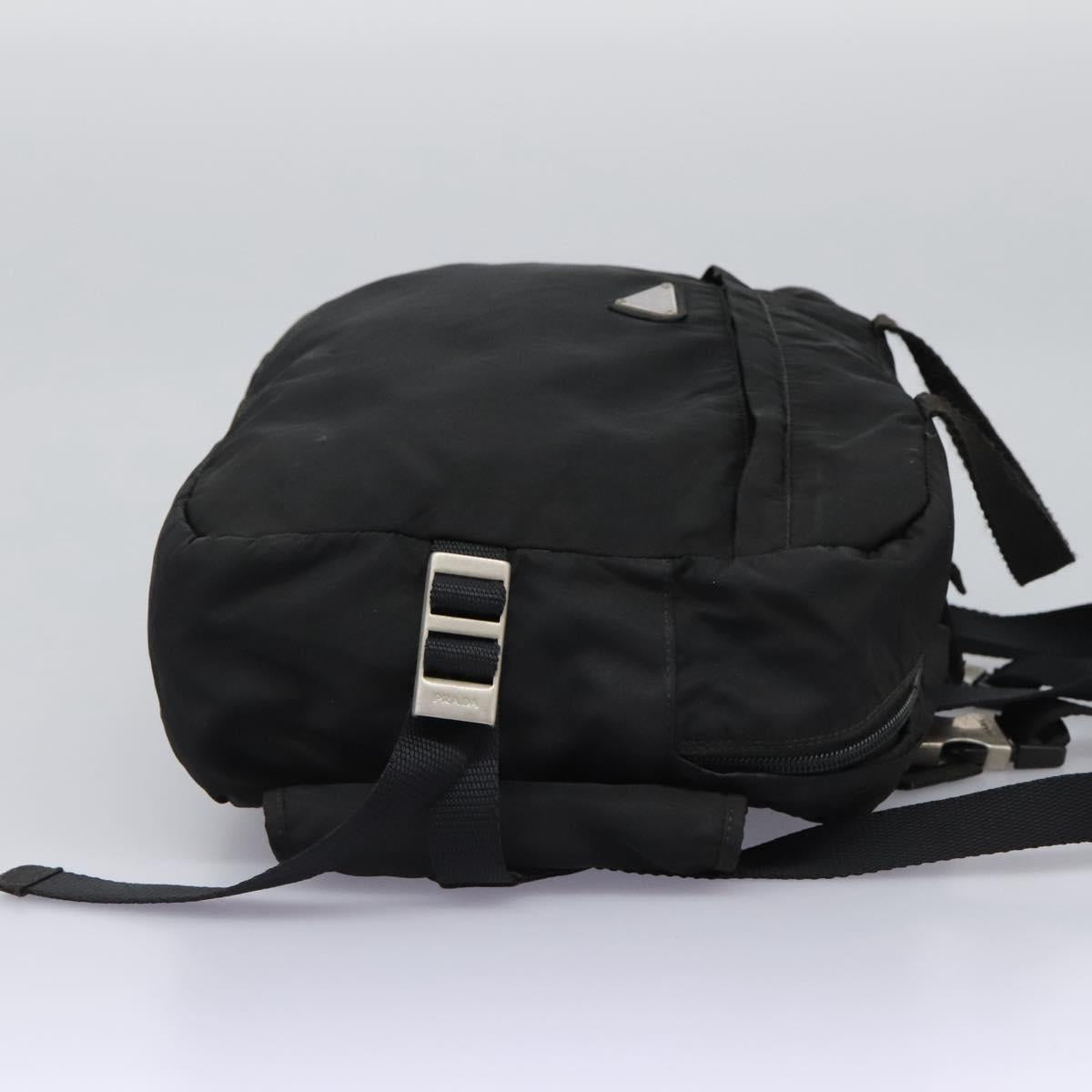 PRADA Hand Bag Nylon 2way Black Silver Auth 117219