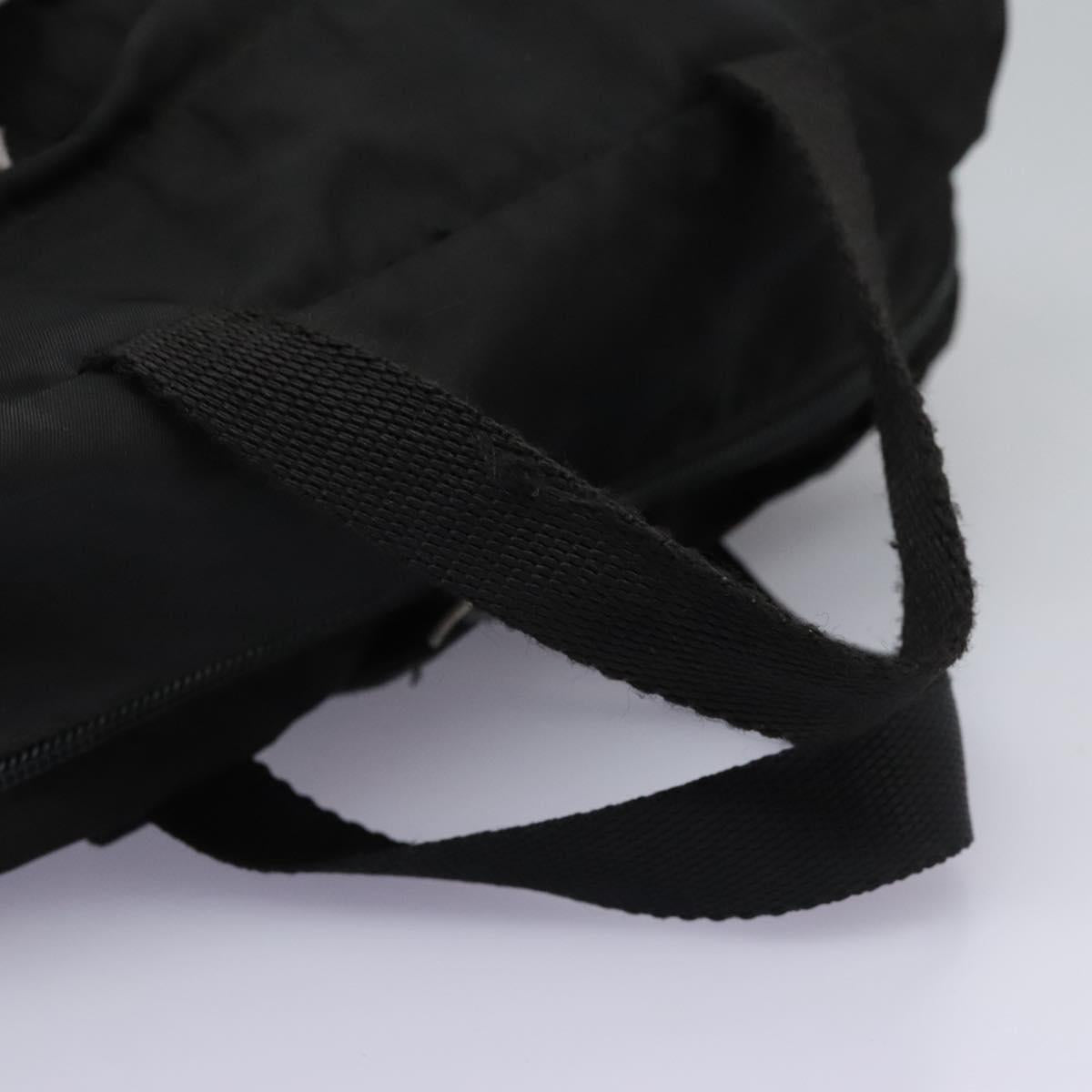 PRADA Hand Bag Nylon 2way Black Silver Auth 117219