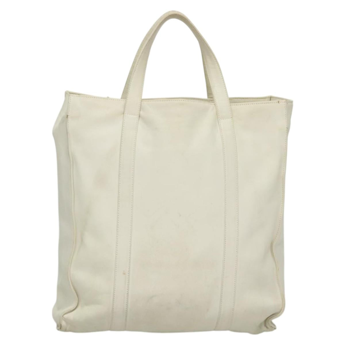 PRADA Hand Bag Leather White Auth 117223