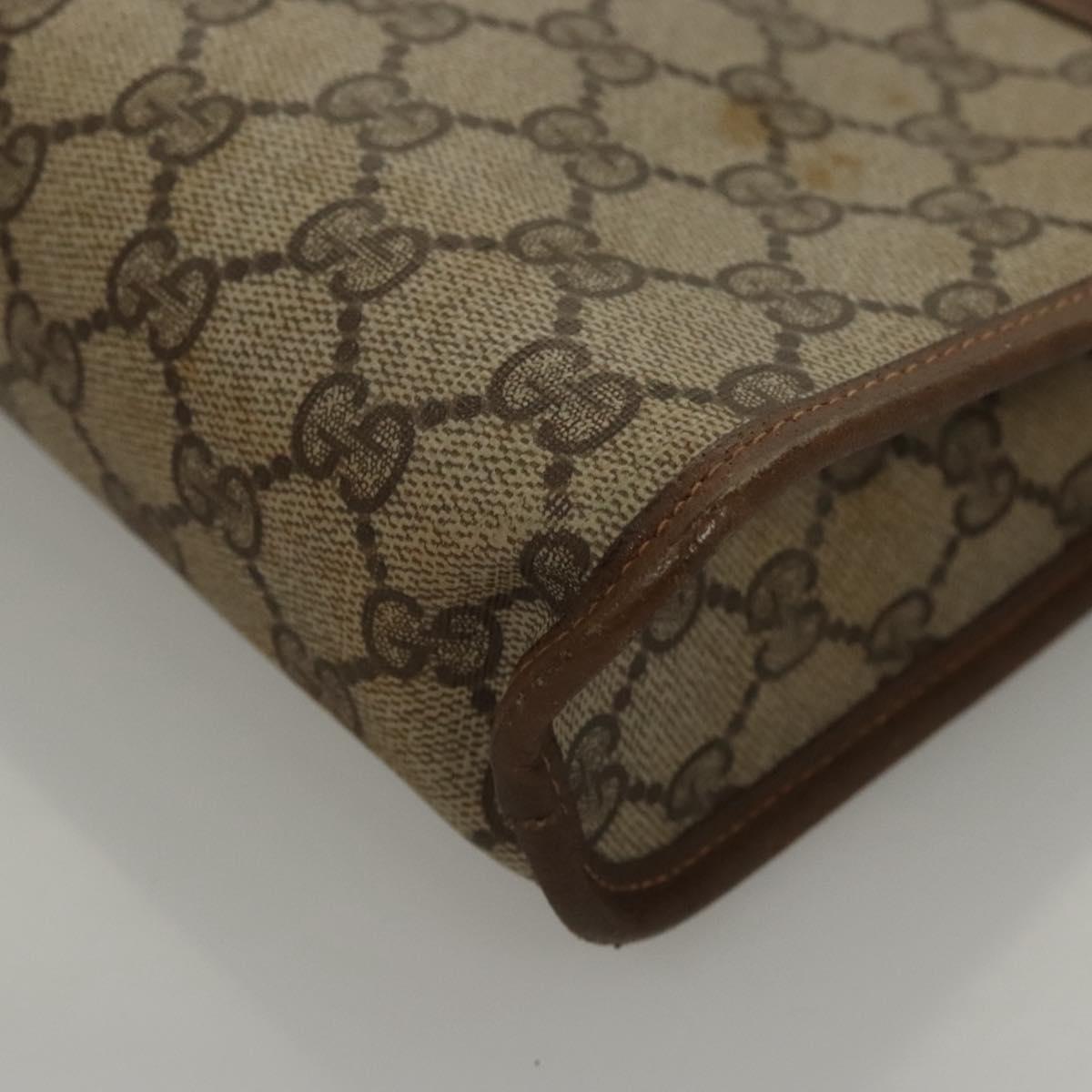 GUCCI GG Supreme Clutch Bag PVC Beige 111 01 037 Auth 117224