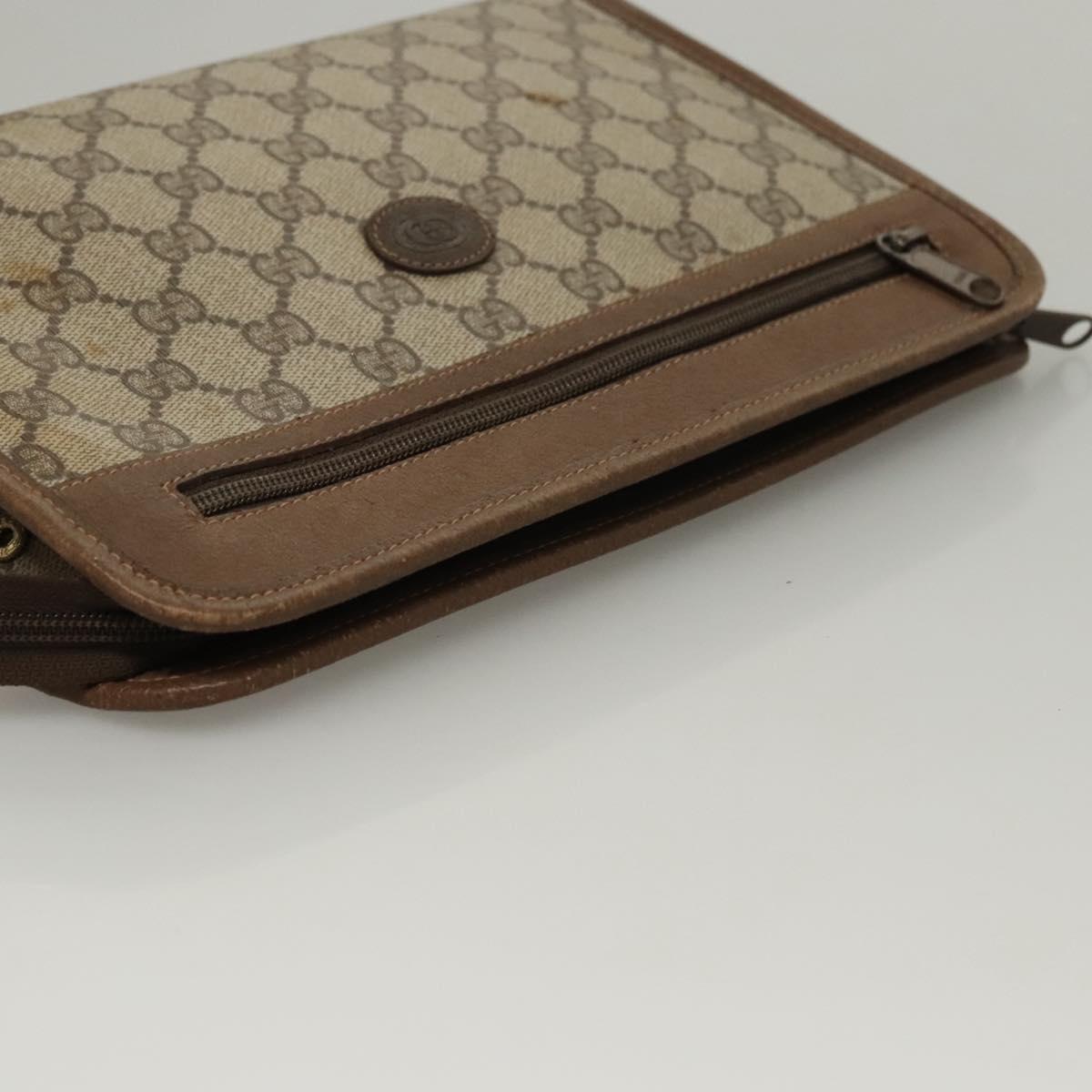 GUCCI GG Supreme Clutch Bag PVC Beige 111 01 037 Auth 117224