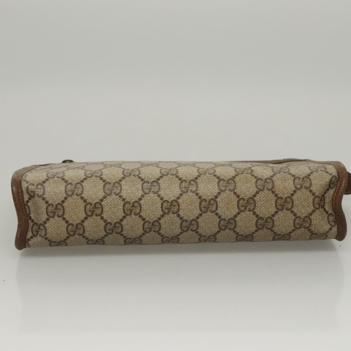GUCCI GG Supreme Clutch Bag PVC Beige 111 01 037 Auth 117224