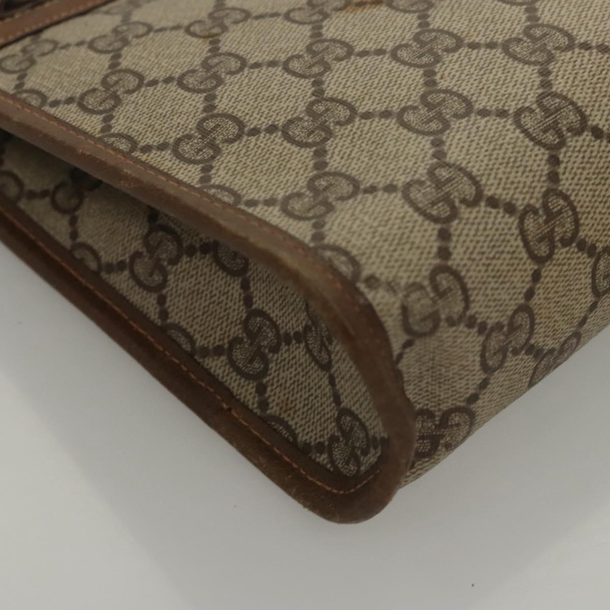GUCCI GG Supreme Clutch Bag PVC Beige 111 01 037 Auth 117224