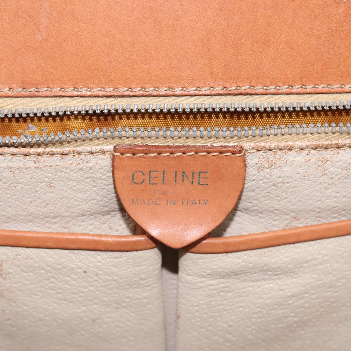 CELINE Macadam Canvas Shoulder Bag PVC Leather Brown Gold Auth 117240