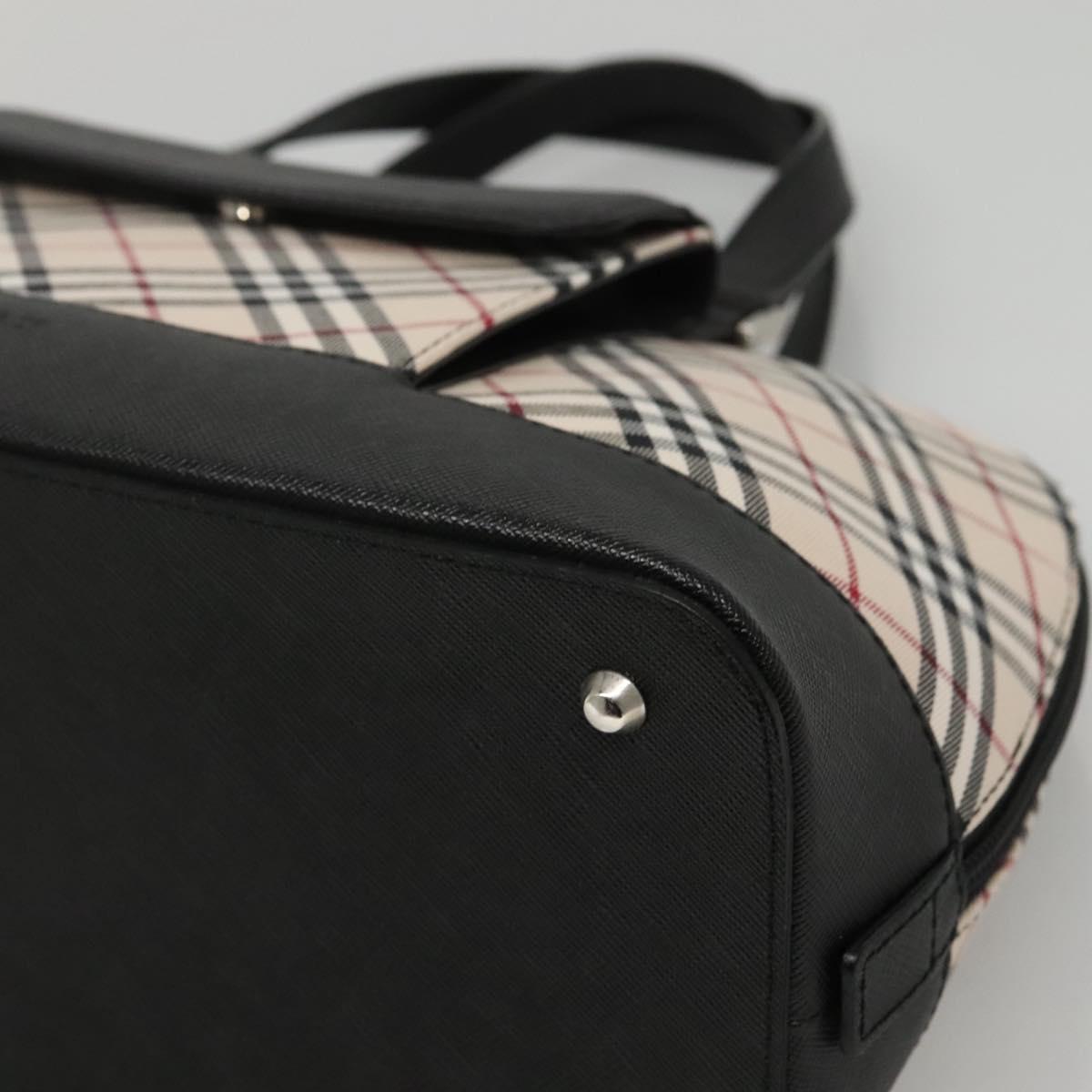 BURBERRY Nova Check Hand Bag Canvas Beige Silver Auth 117241V